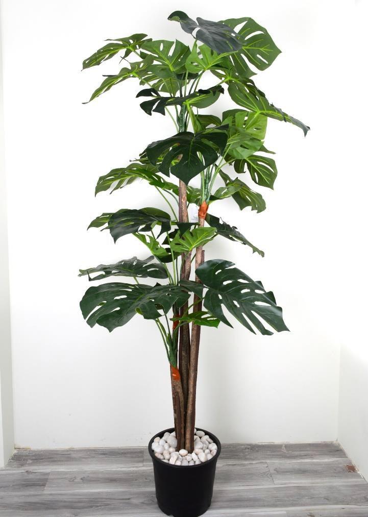 Artificial Monstera Plant Wooden Trunk