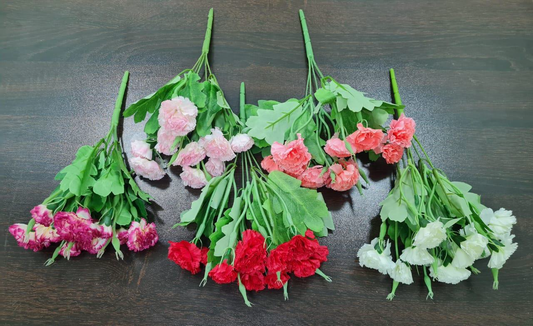 Artificial Carnation Bunch x 10 flowers (5 colours)