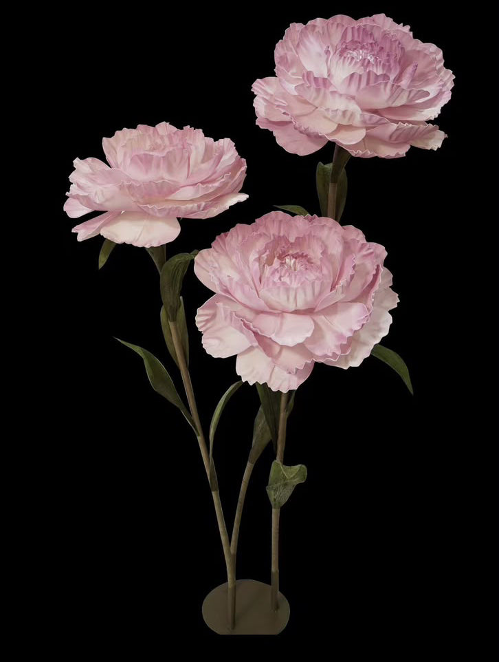 OUTDOOR AND INDOOR EVA FLOWER LIGHT WITH STAND  - LARGE ROSE X 3