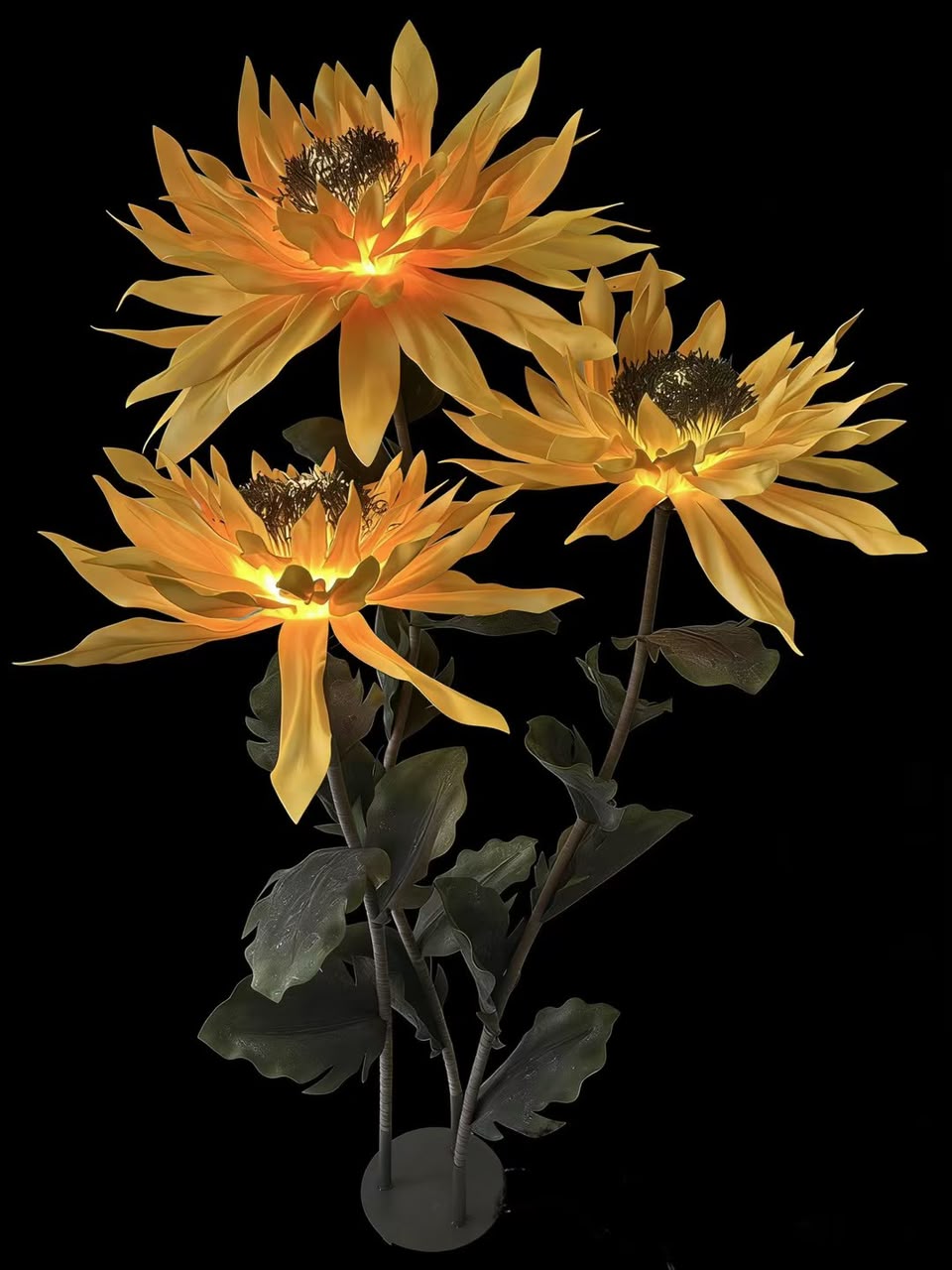 OUTDOOR AND INDOOR EVA FLOWER LIGHT WITH STAND  - LARGE SUNFLOWER X 3