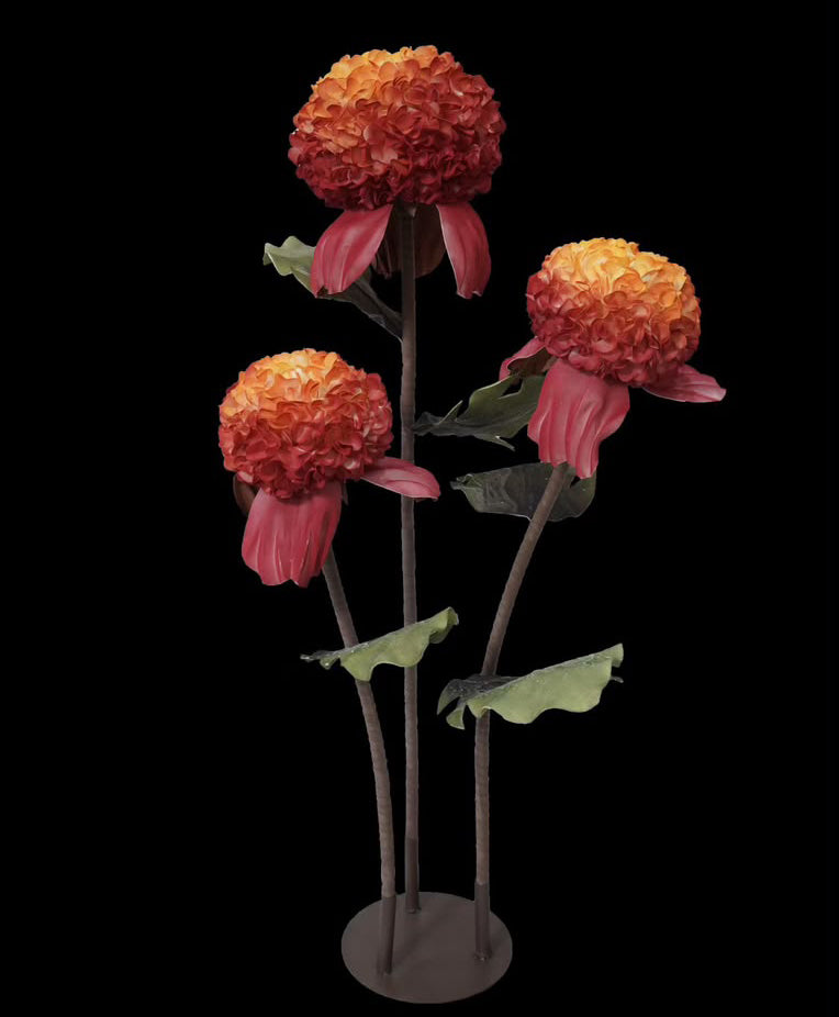 OUTDOOR AND INDOOR EVA FLOWER LIGHT WITH STAND  - BALL MUM X 3