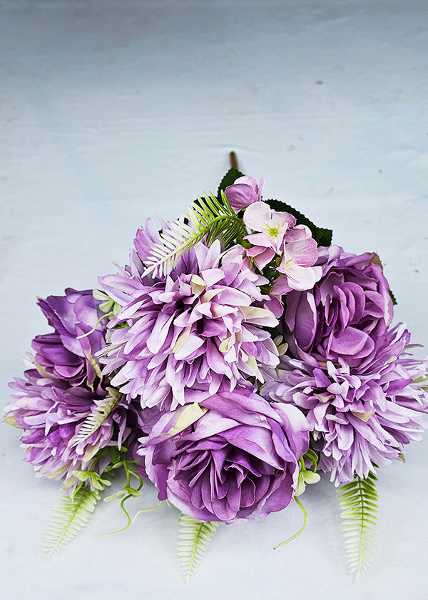 Large Rose +Ball Mum Bunch (11 stick, 9 Large + 2 Small flowers)