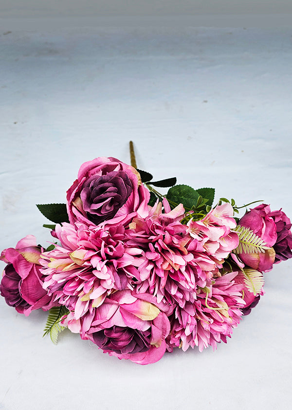 Large Rose +Ball Mum Bunch (11 stick, 9 Large + 2 Small flowers)