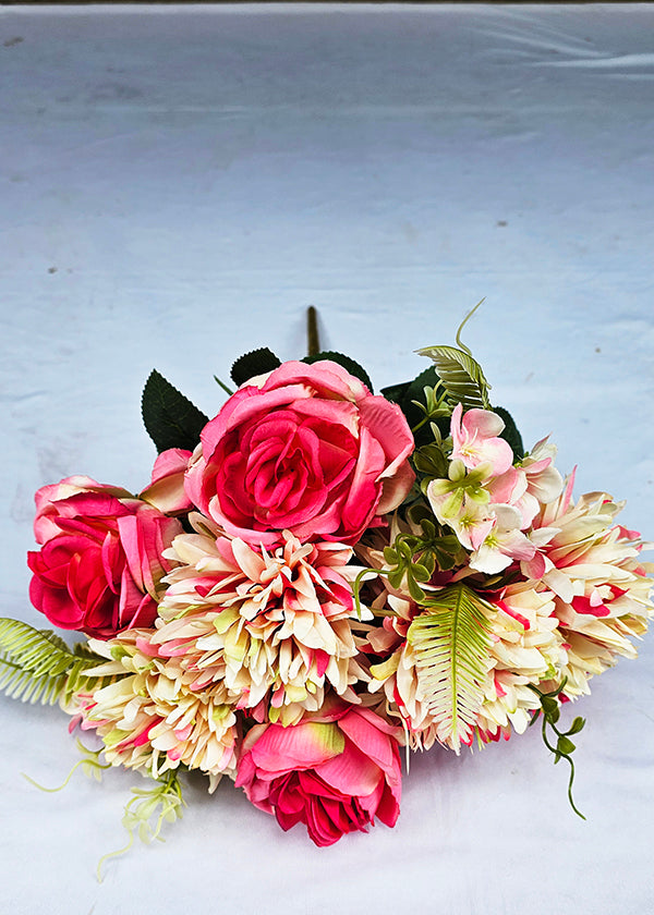 Large Rose +Ball Mum Bunch (11 stick, 9 Large + 2 Small flowers)