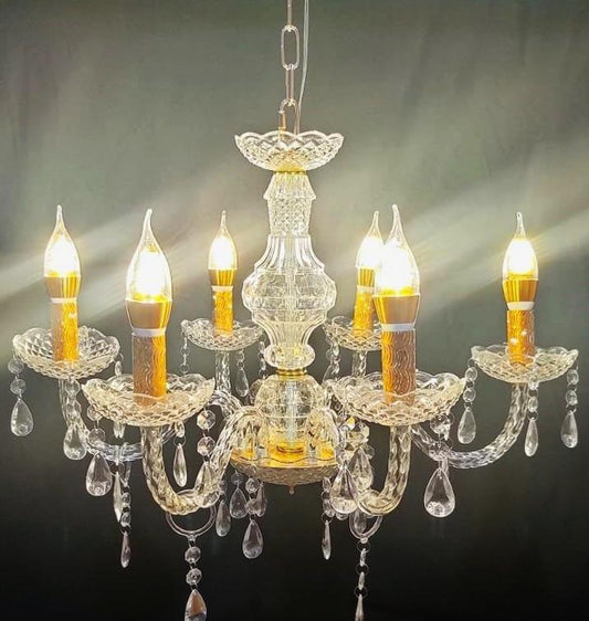 ACRYLIC CHANDELIER – 6 BULBS (PLASTIC MATERIAL)