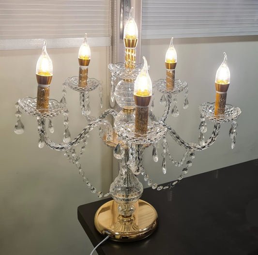 ACRYLIC TABLE TOP STAND CHANDELIER - 6 BULBS (PLASTIC)