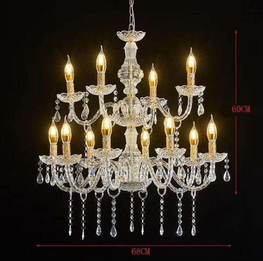 ACRYLIC CHANDELIER – 8 + 4 BULBS, TWO LAYER (PLASTIC)