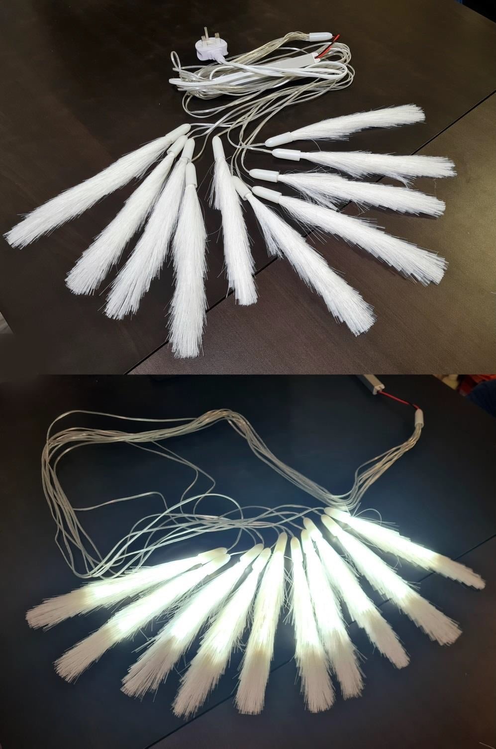 10 PC LED HANGING FUR - WHITE