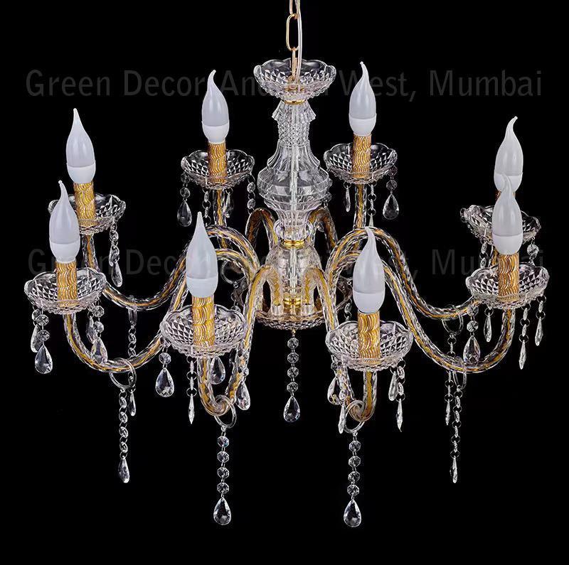 ACRYLIC CHANDELIER – 8 BULBS (PLASTIC MATERIAL)