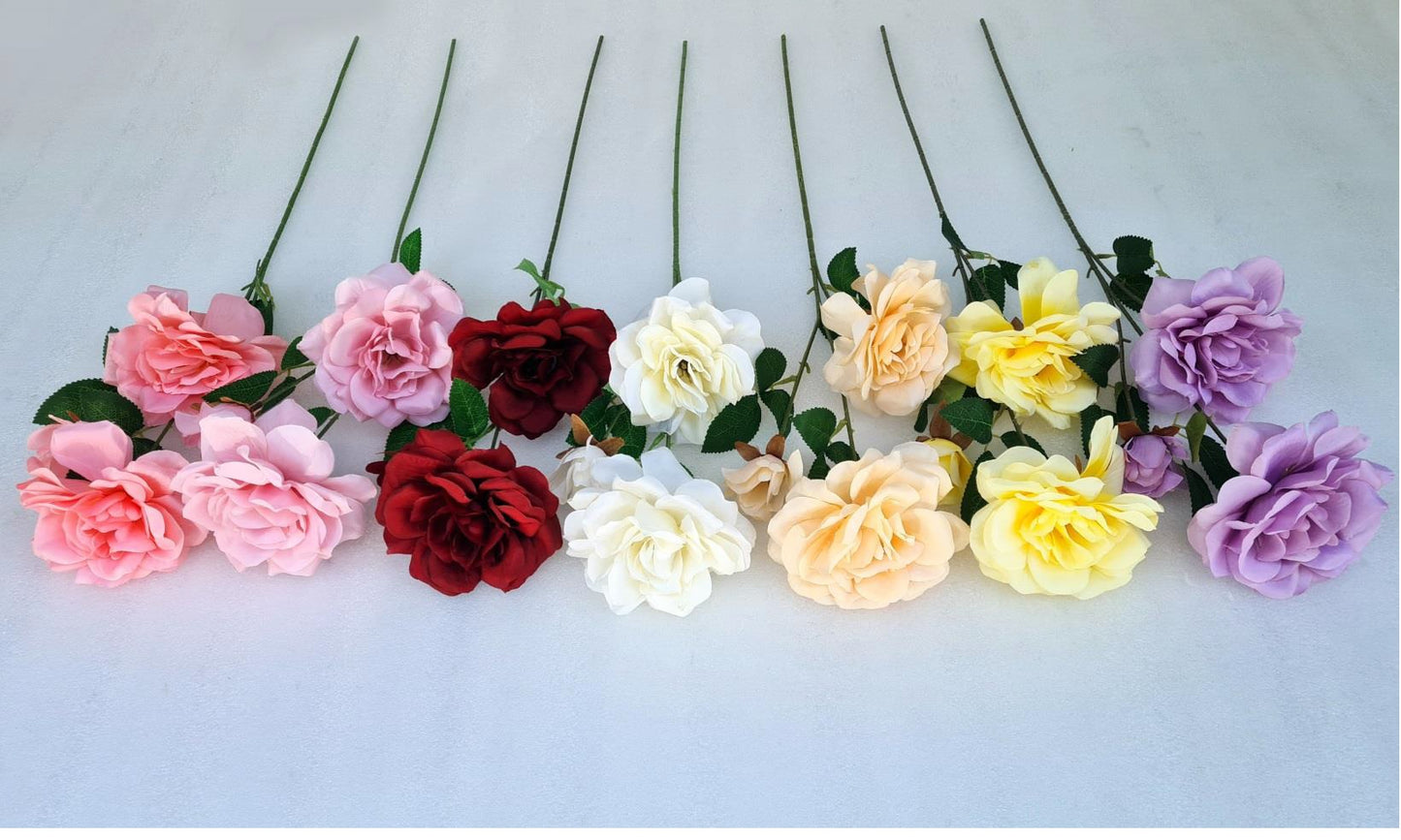 Artificial Large Rose + 1 Bud Stick