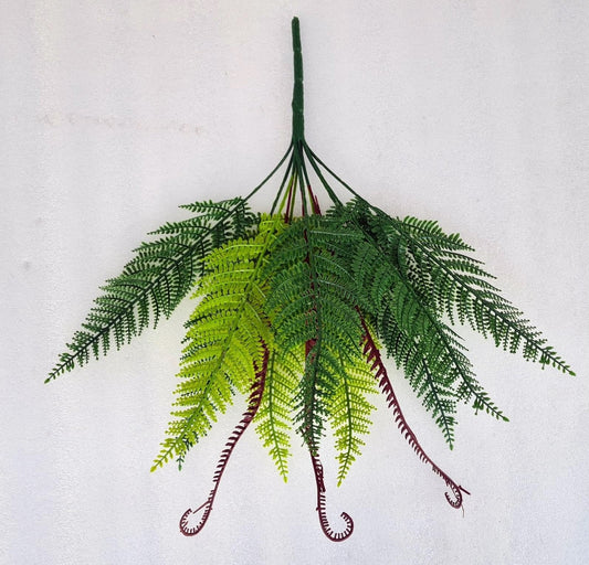 Artificial Leather Fern Bush (9 Leaf)