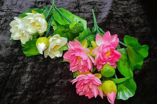 Artificial Lotus Bunch With Leaf, Bud & Fillers