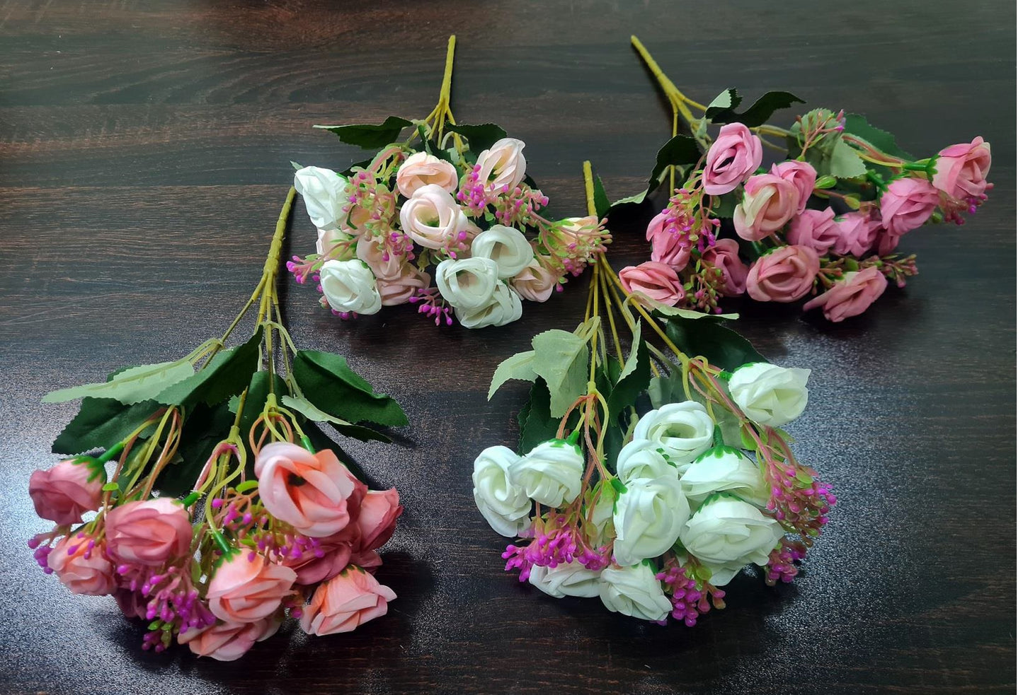 Artificial Mini Rose + Pink Gypso Bunch