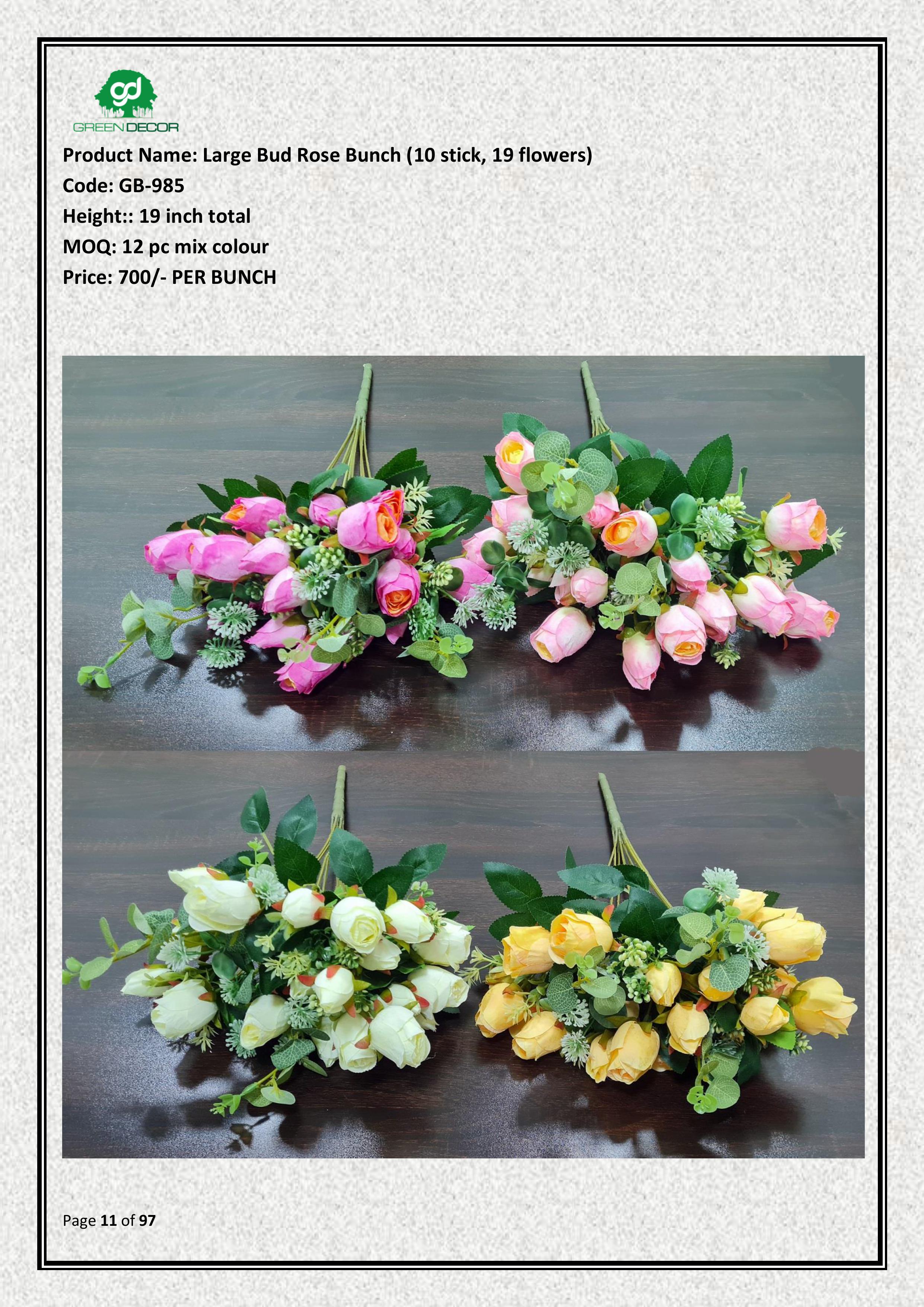 Large Bud Rose Bunch (10 stick, 19 flowers)