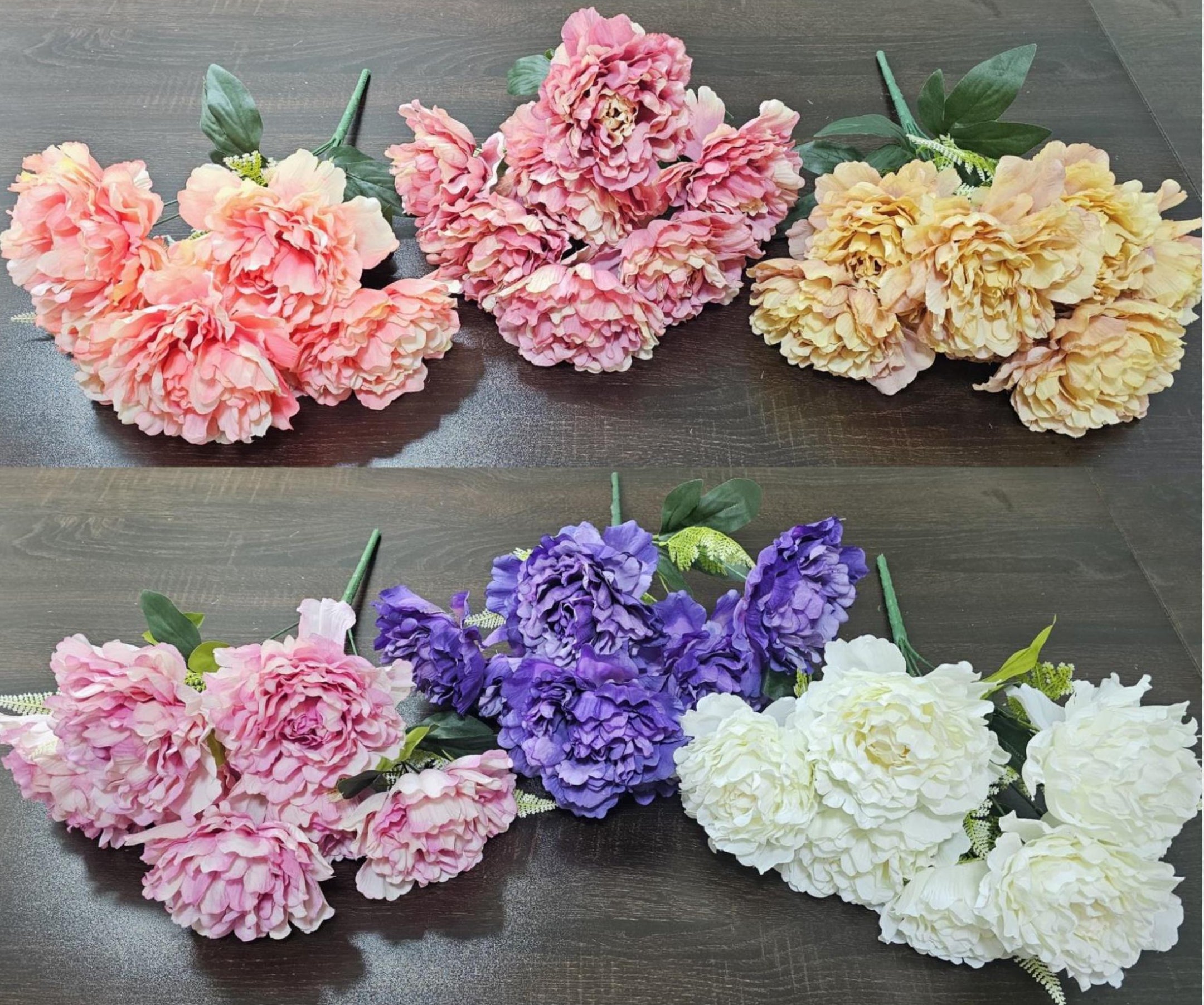 Artificial Heavy Peony Bunch (7 stick, 7 flowers)