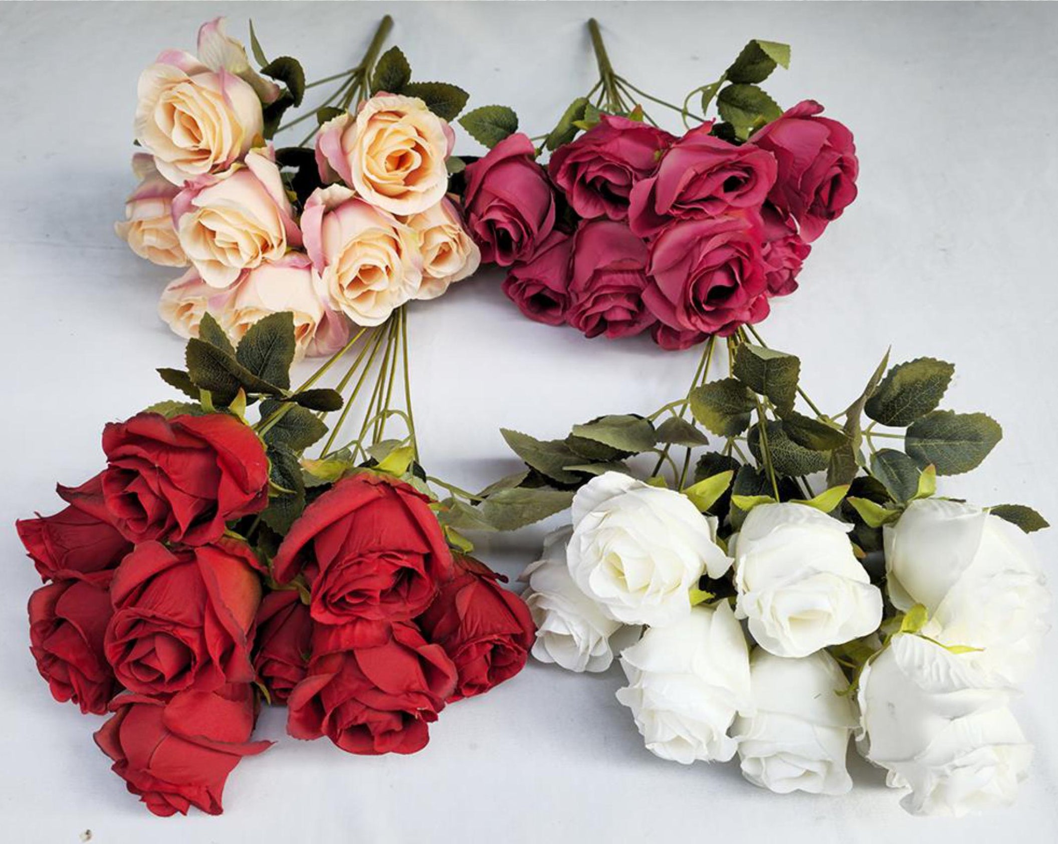 Artificial Large Rose Bunch (9 stick, 9 flowers)