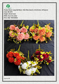 Artificial Large Ball Mum + Mix Fillers Bunch x 10 (10 stick, 10 flowers)