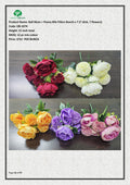 Artificial Ball Mum + Peony Mix Fillers Bunch x 7 (7 stick, 7 flowers)