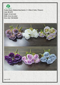 Artificial Medium Rose Bunch x 7 + Fillers (7 stick, 7 flowers)