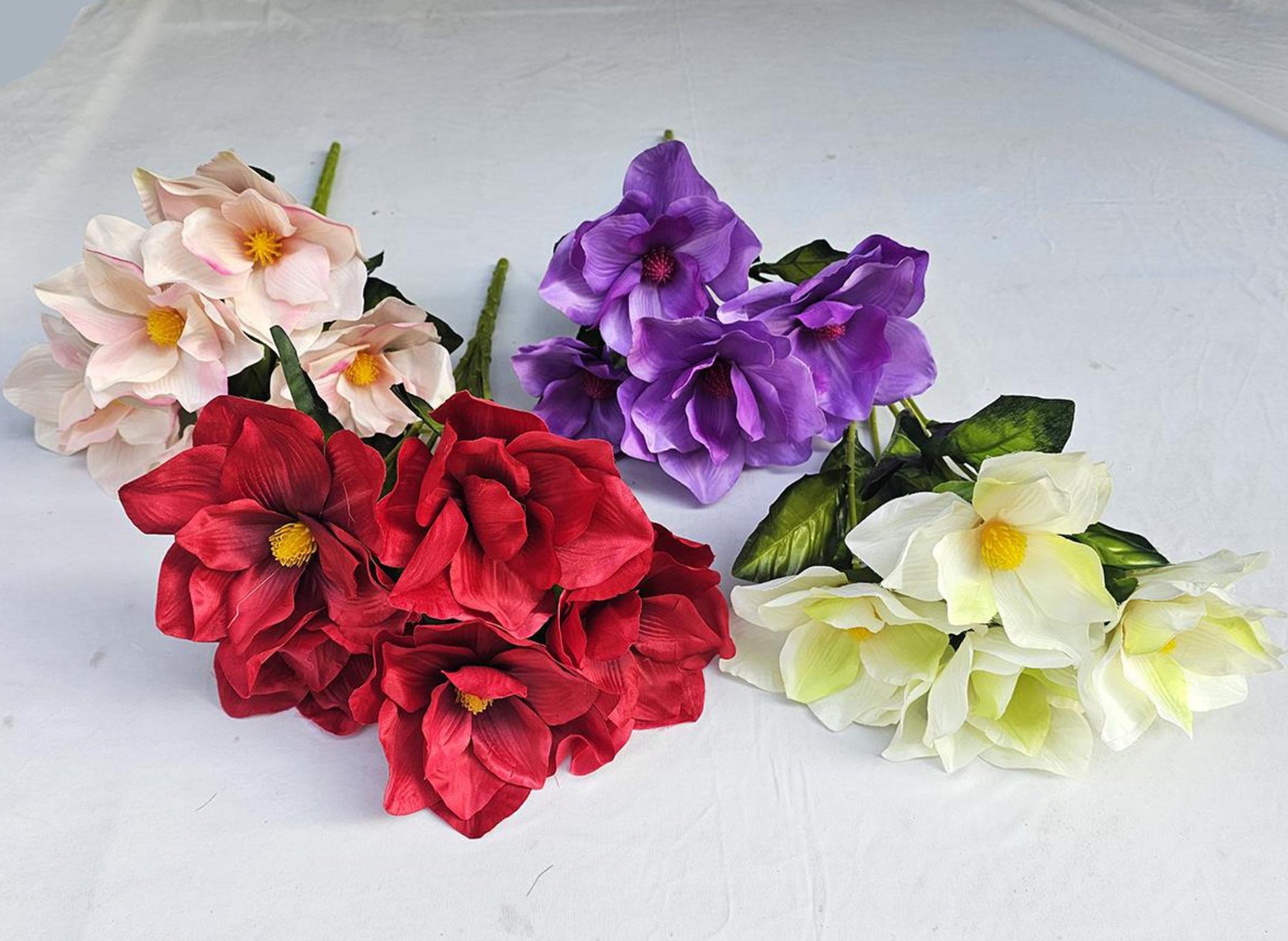 Artificial Large Magnolia Bunch (5 stick, 5 flowers)