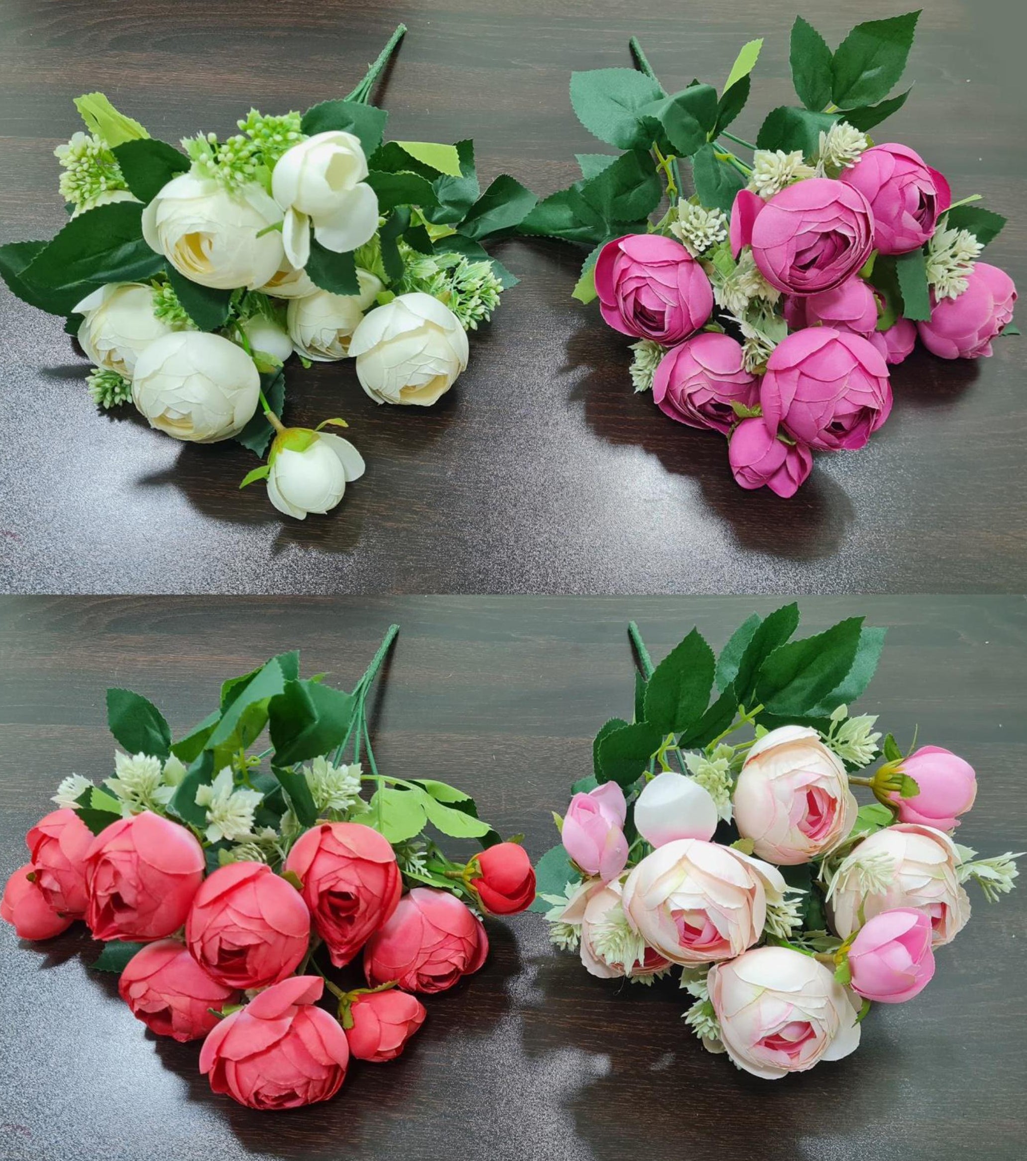 Artificial Peony Bunch Medium (7 stick, 3 small + 7 big flower)