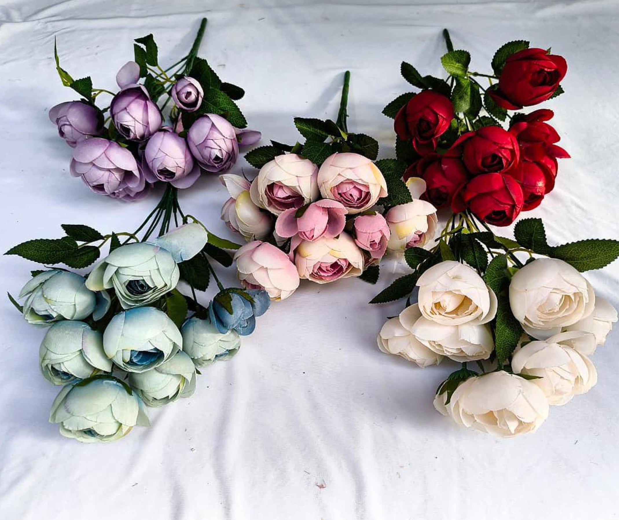 Artificial Peony Bunch Medium (10 stick, 2 small + 8 big flower)