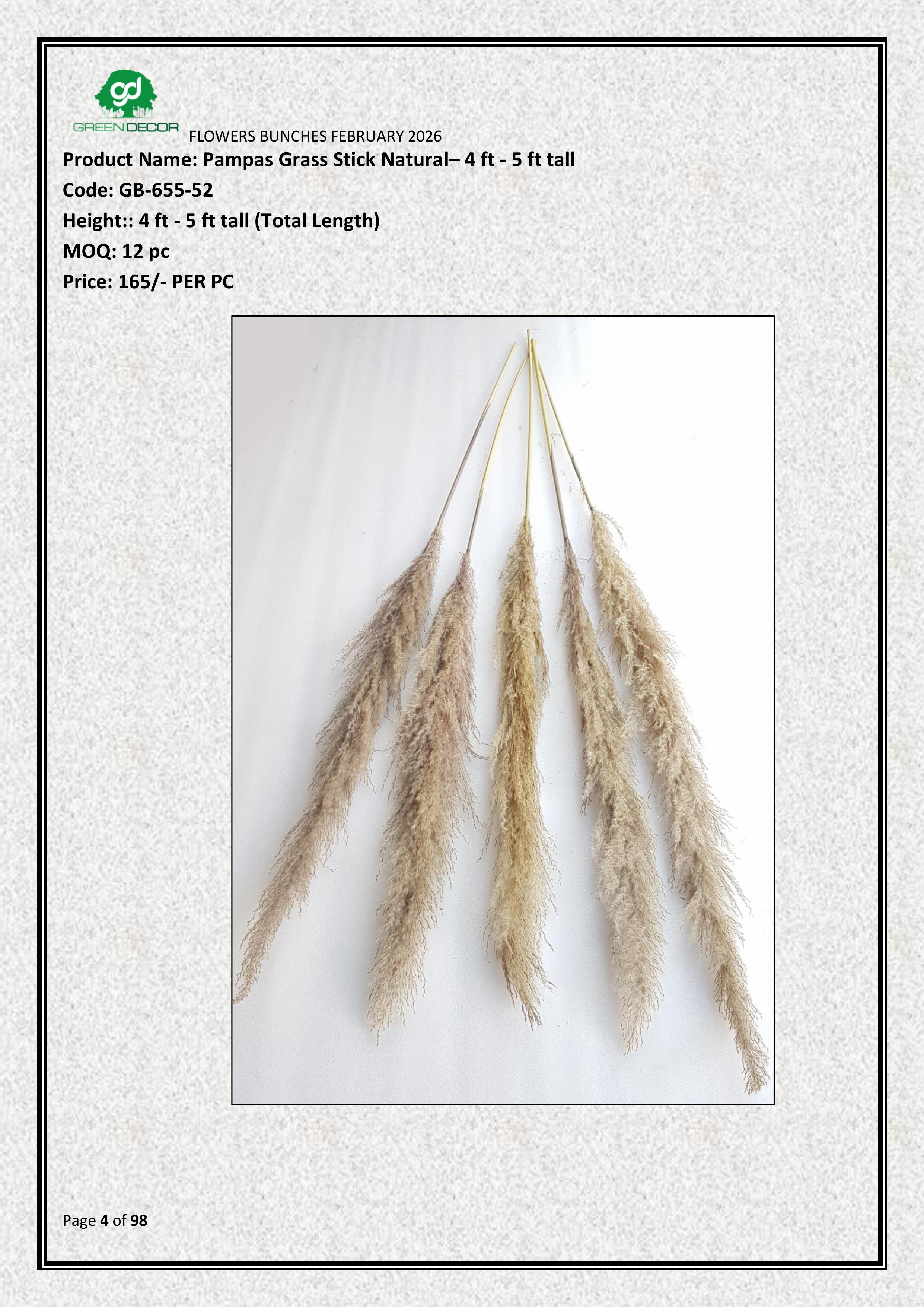 Pampas Grass Stick Natural (4 - 5 ft.)