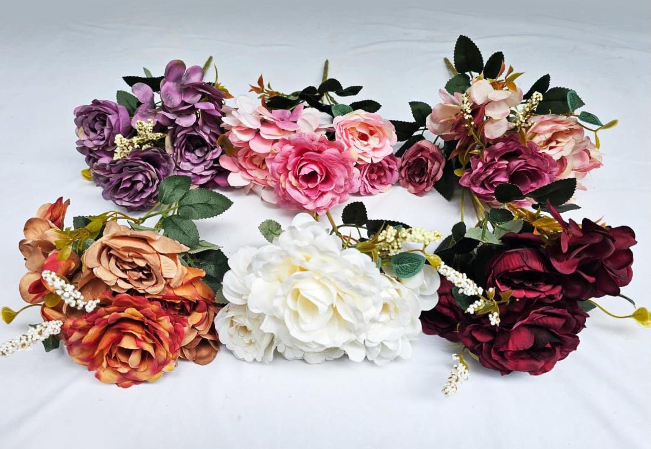 Artificial Peony + Hydrangea + Foam Fillers Bunch (6 stick, 6 flowers)