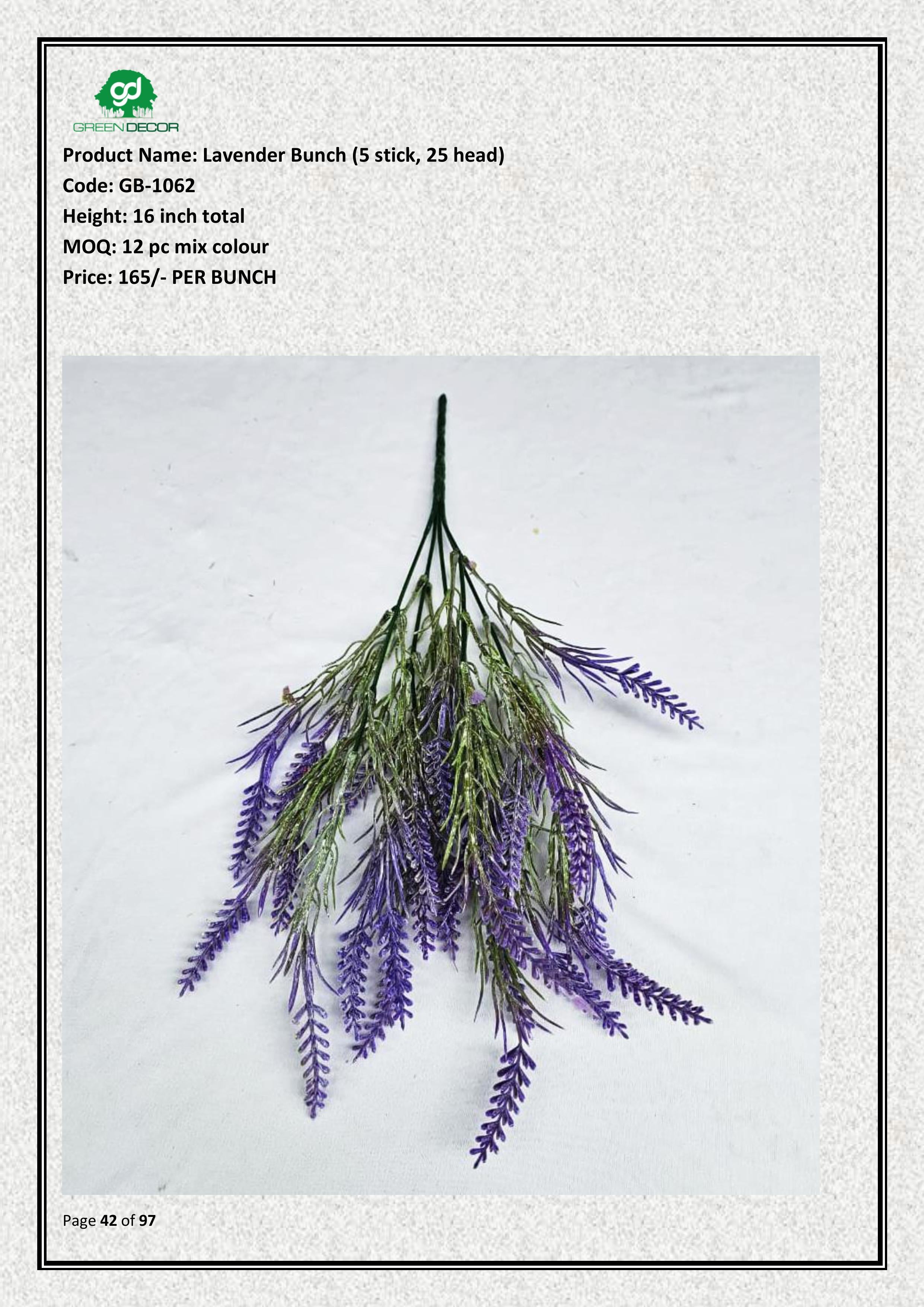 Artificial Lavender Bunch (5 stick, 25 head)