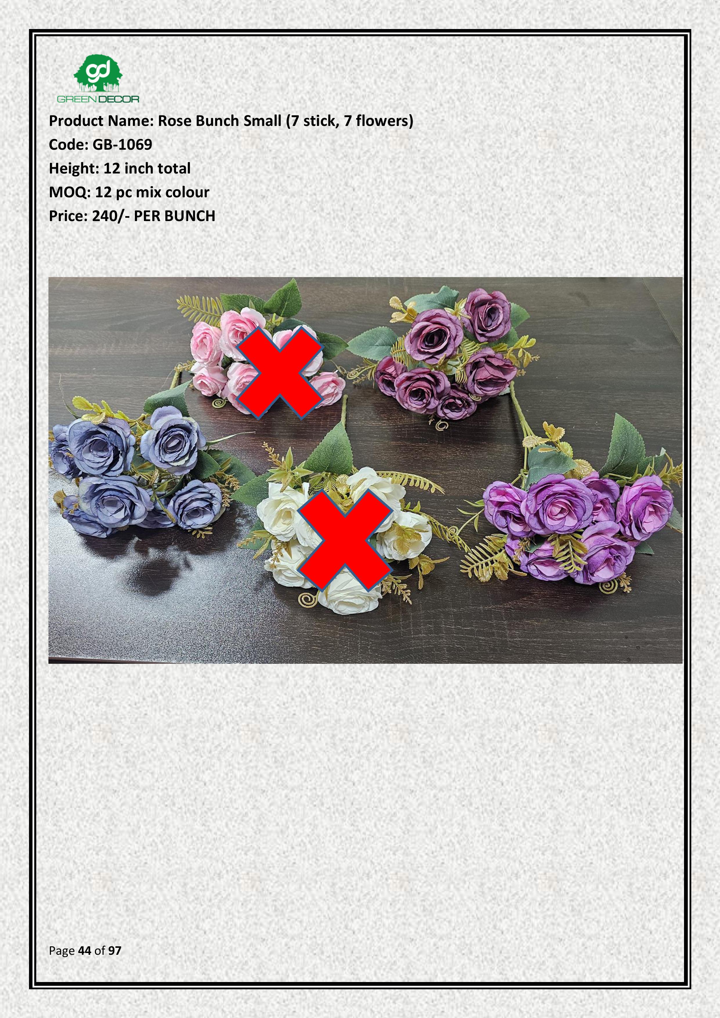 Artificial Rose Bunch Small (7 stick, 7 flowers)