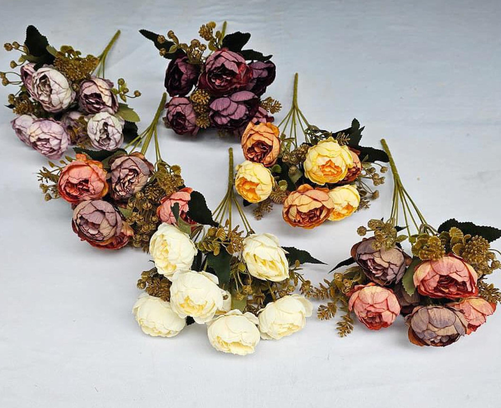 Artificial Ball Peony Bunch (7 stick, 7 flowers)