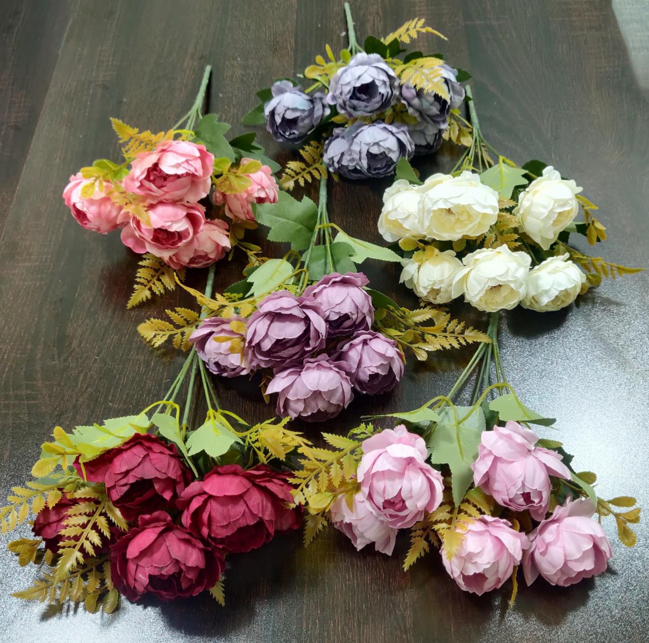 Artificial Ball Peony Bunch (6 stick, 6 flowers)