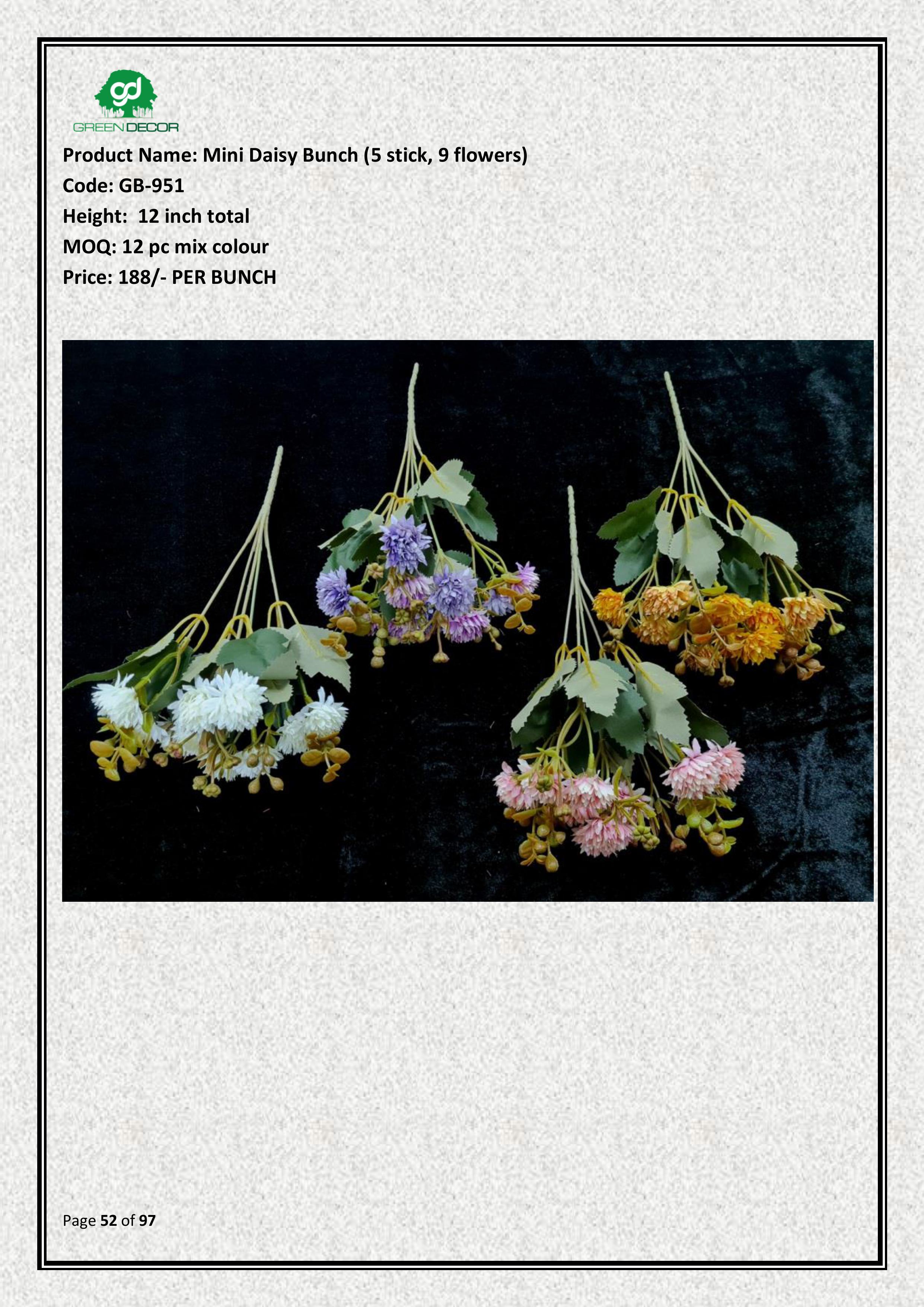 Artificial Mini Daisy Bunch (5 stick, 9 flowers)