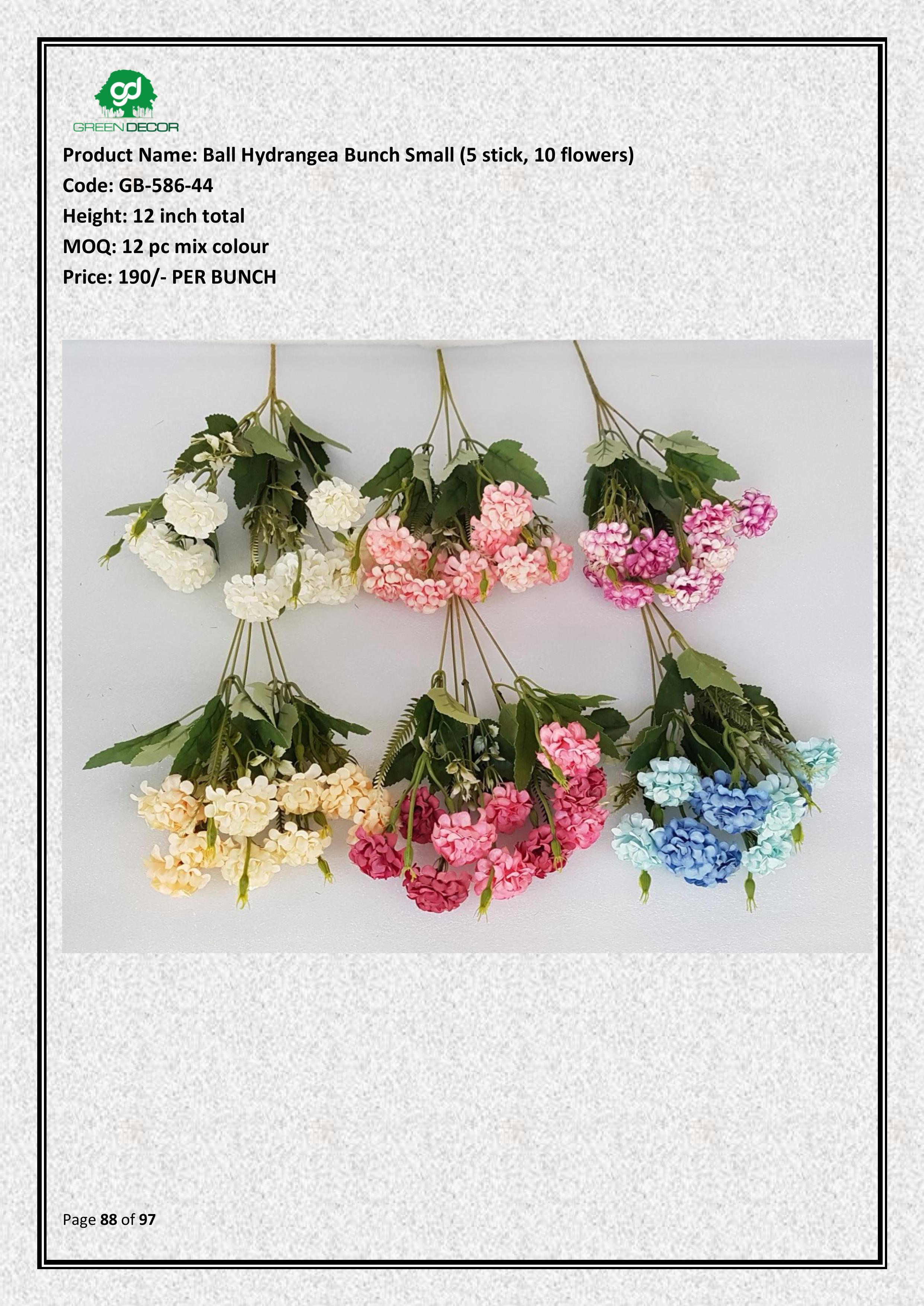 Artificial Ball Hydrangea Bunch Small (5 stick, 10 flowers)