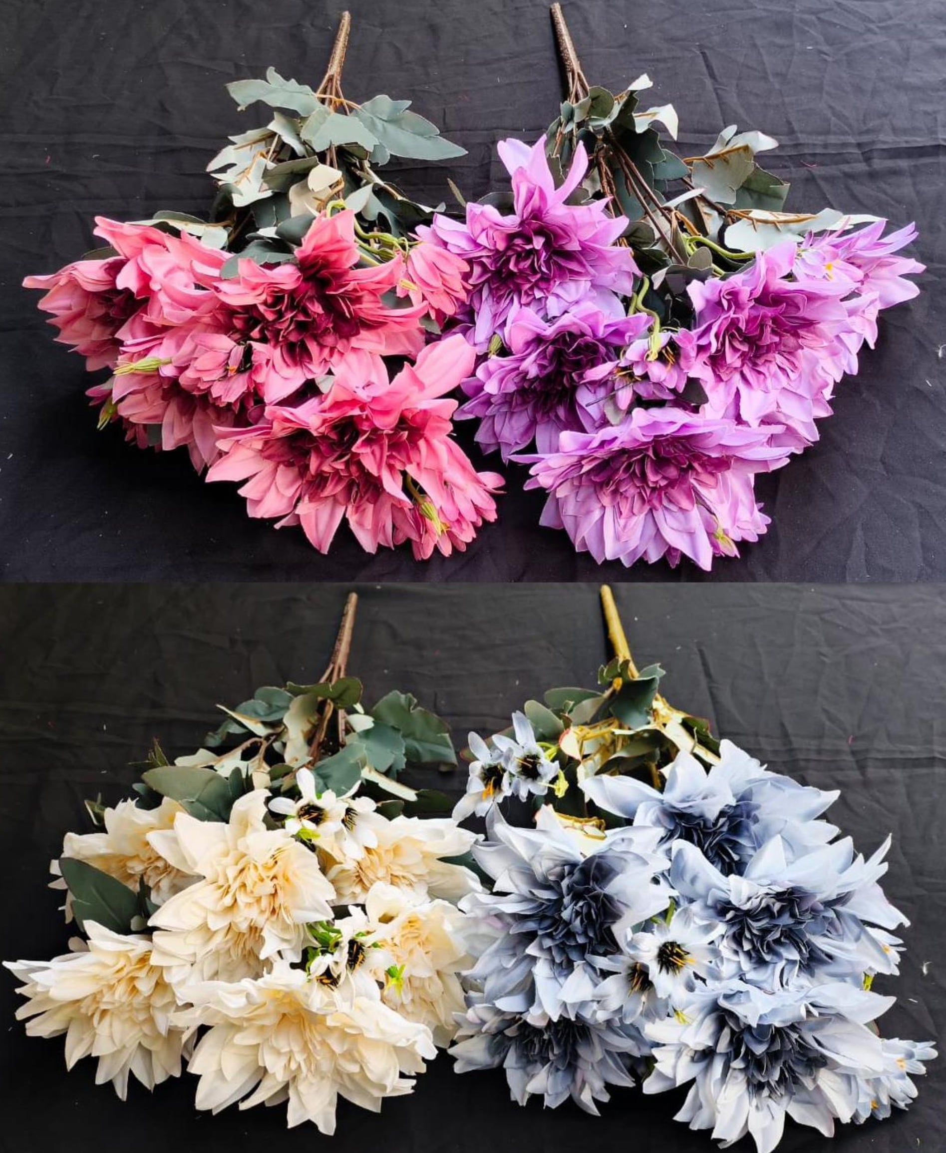 Artificial Large Dahlia Bunch (12 stick, 8 small+7 big flowers)