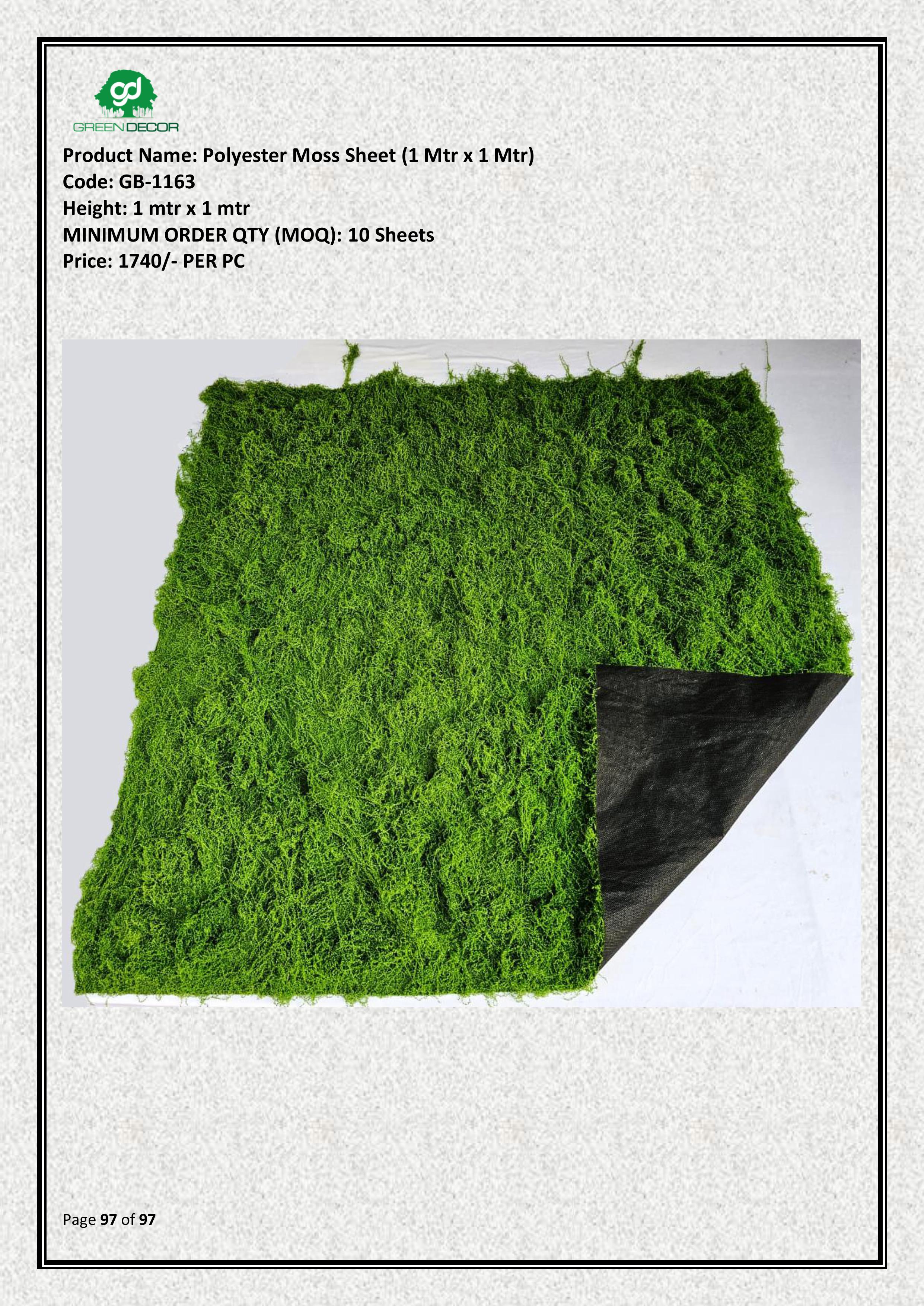 Artificial Polyester Moss Sheet (100 X 100 cm)
