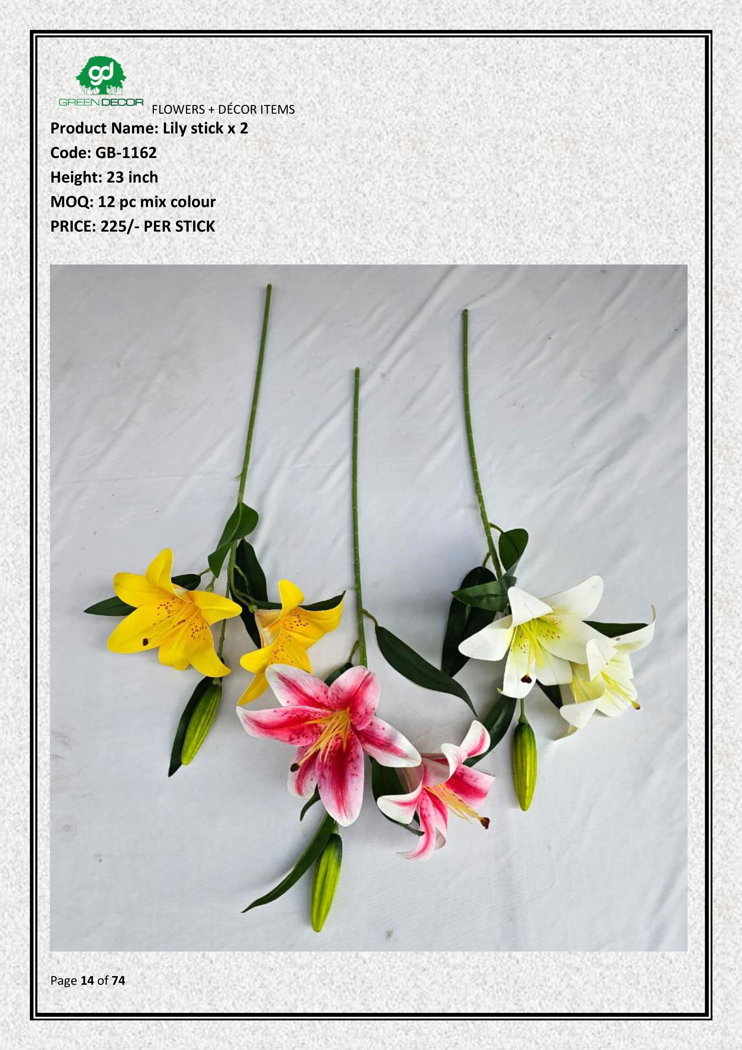 Artificial Lily stick x 2