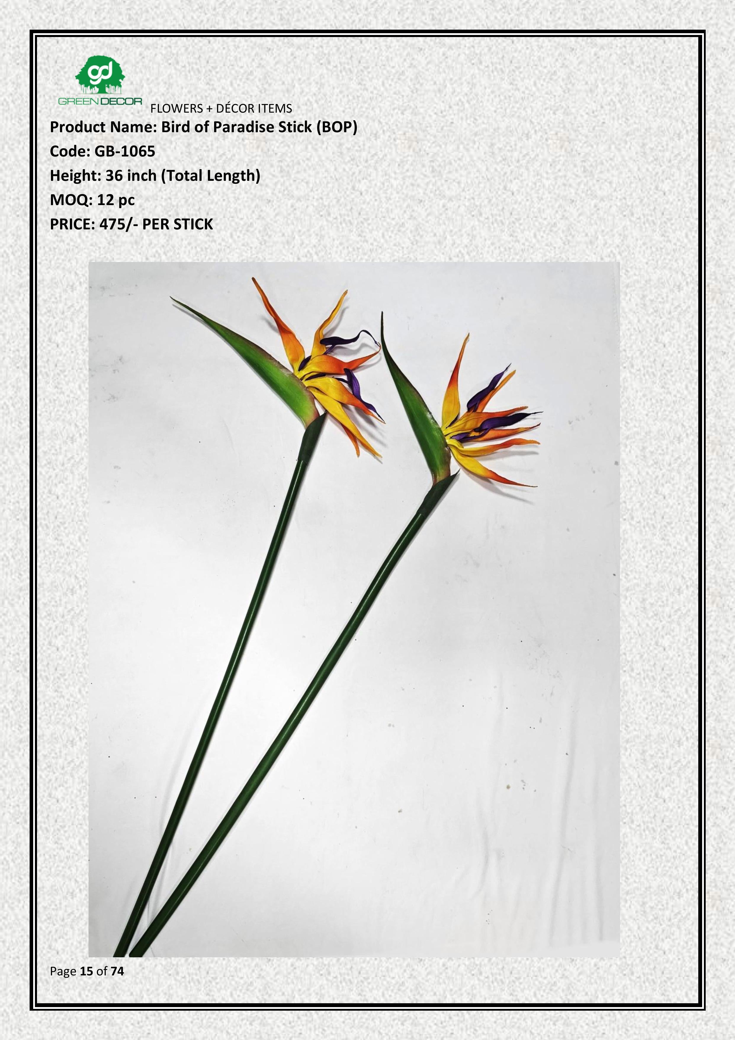 Artificial Bird of Paradise Stick (BOP)