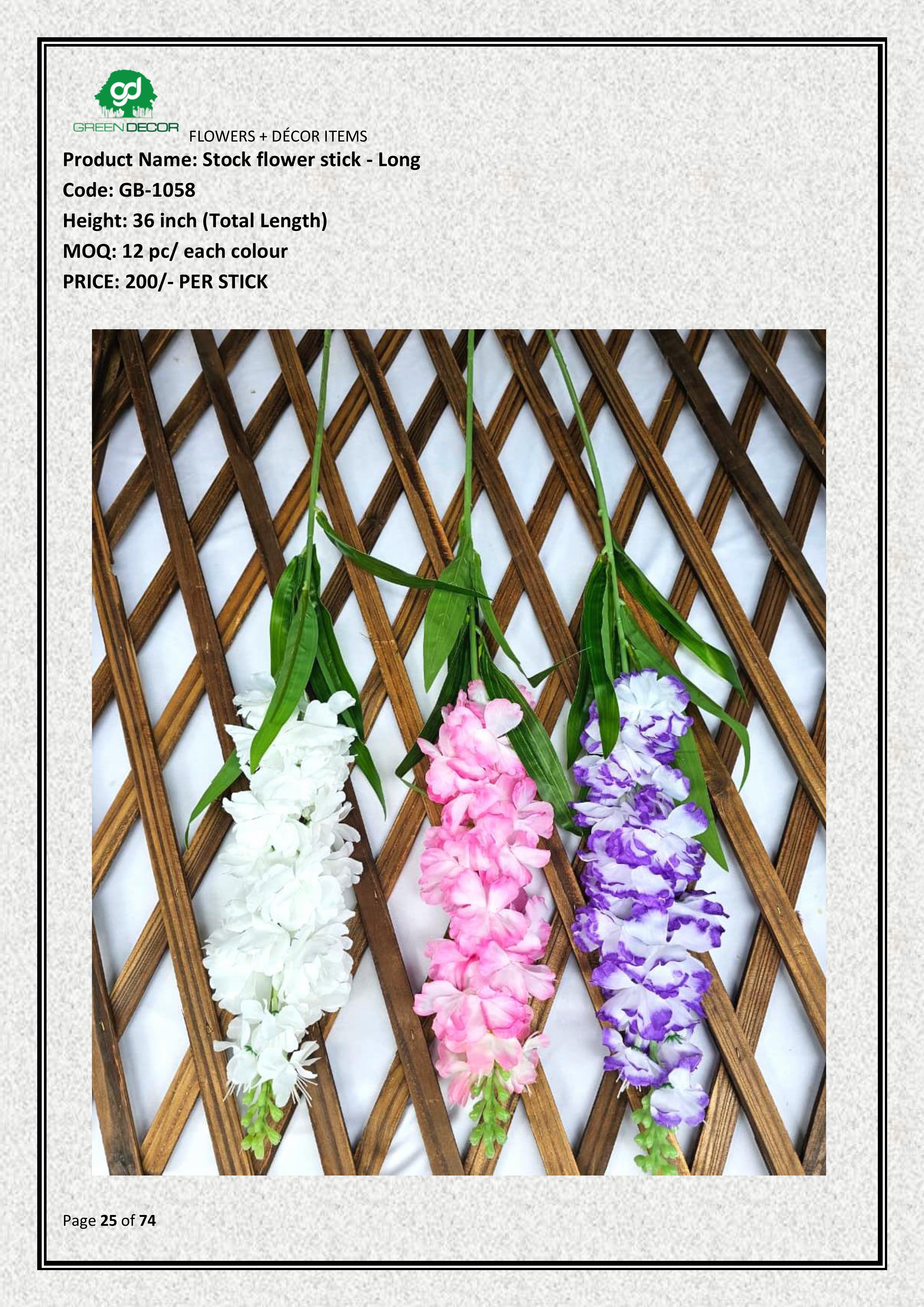 Artificial Stock flower stick - Long
