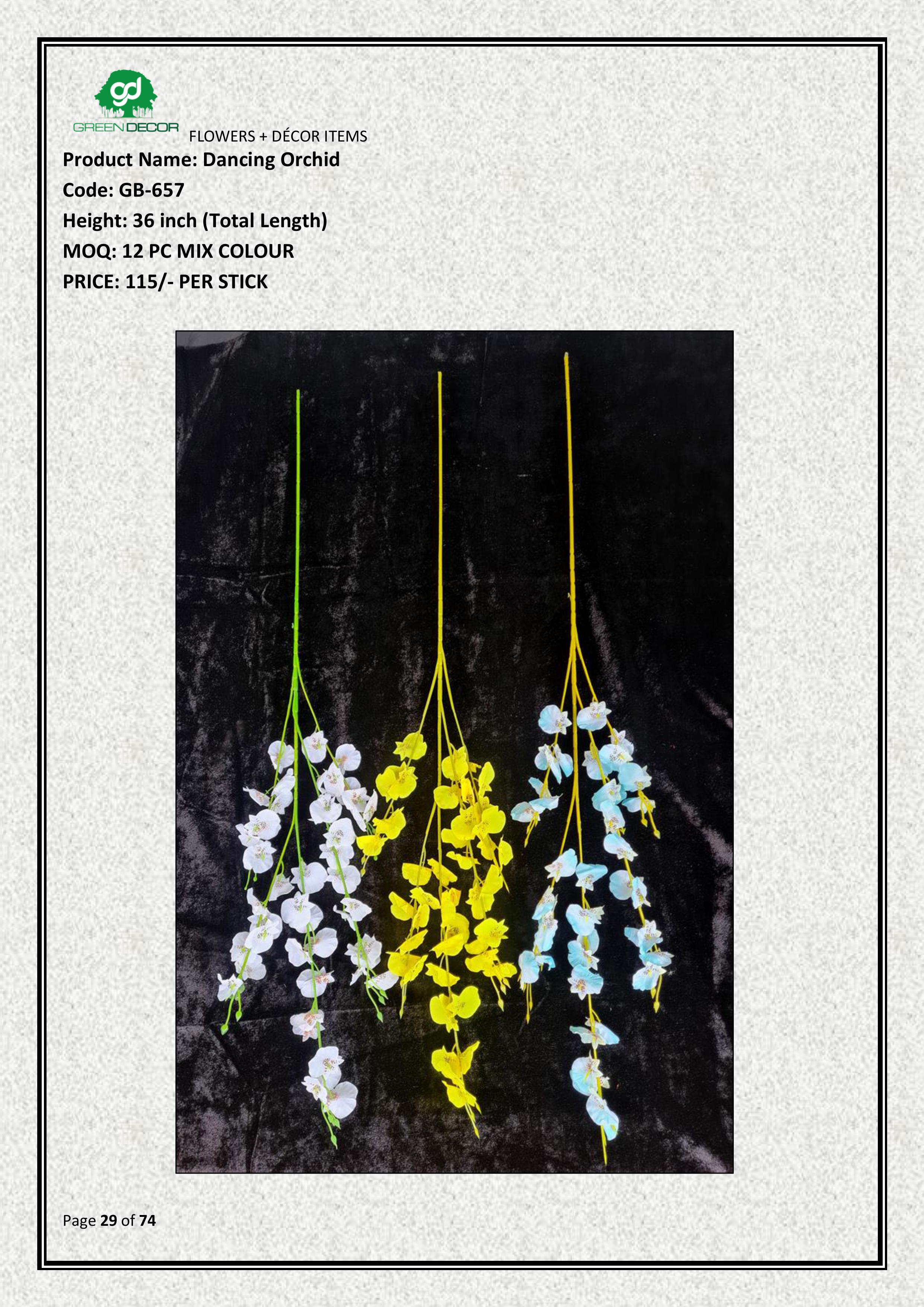 Artificial Dancing Orchid Stick