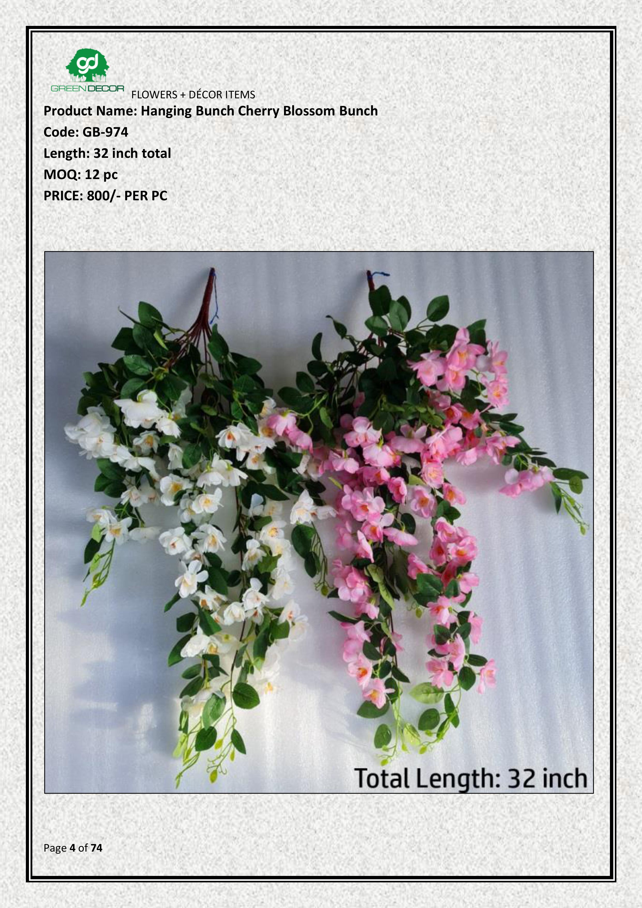 Artificial Hanging Bunch Cherry Blossom Bunch