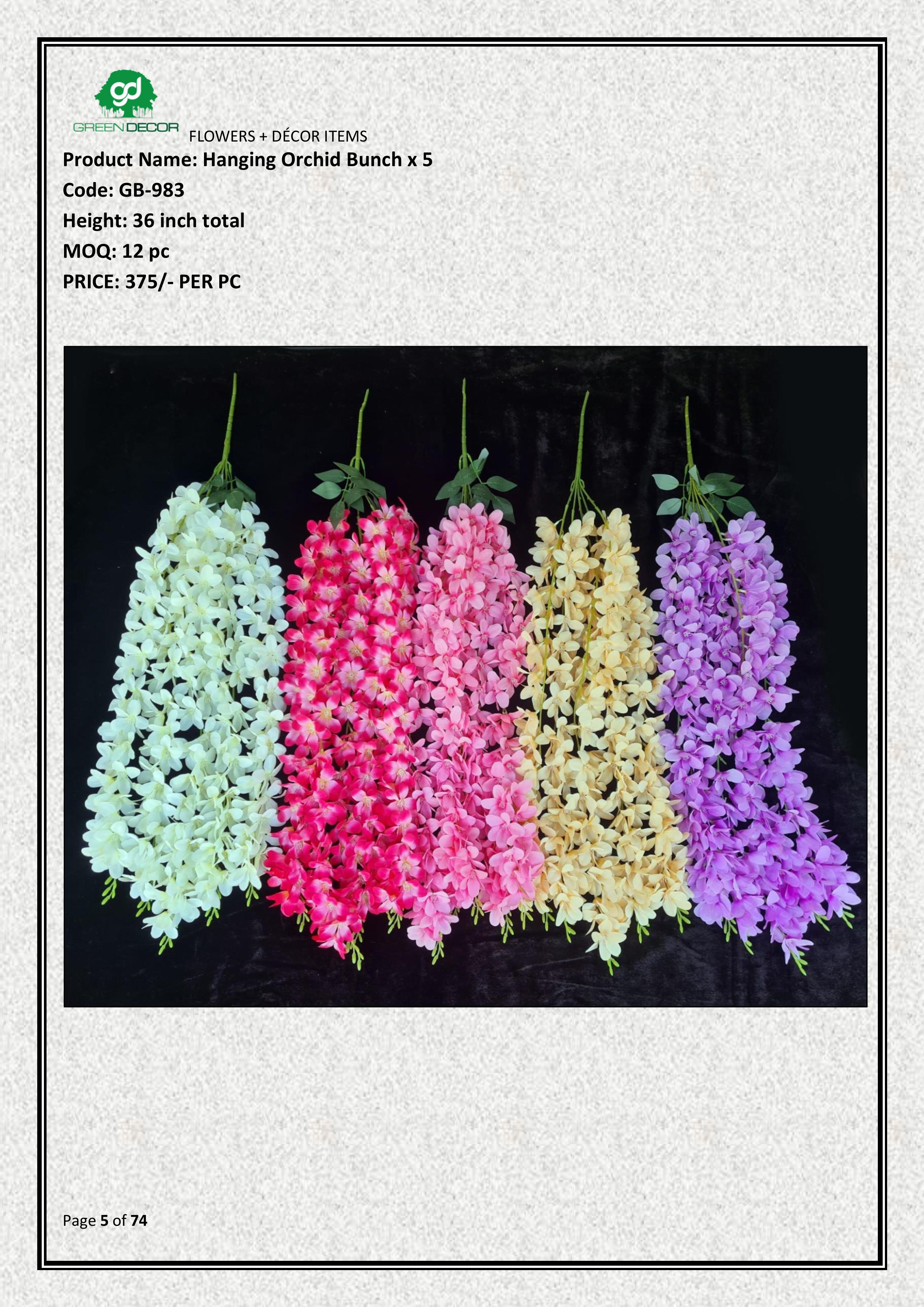 Artificial Hanging Orchid Bunch x 5