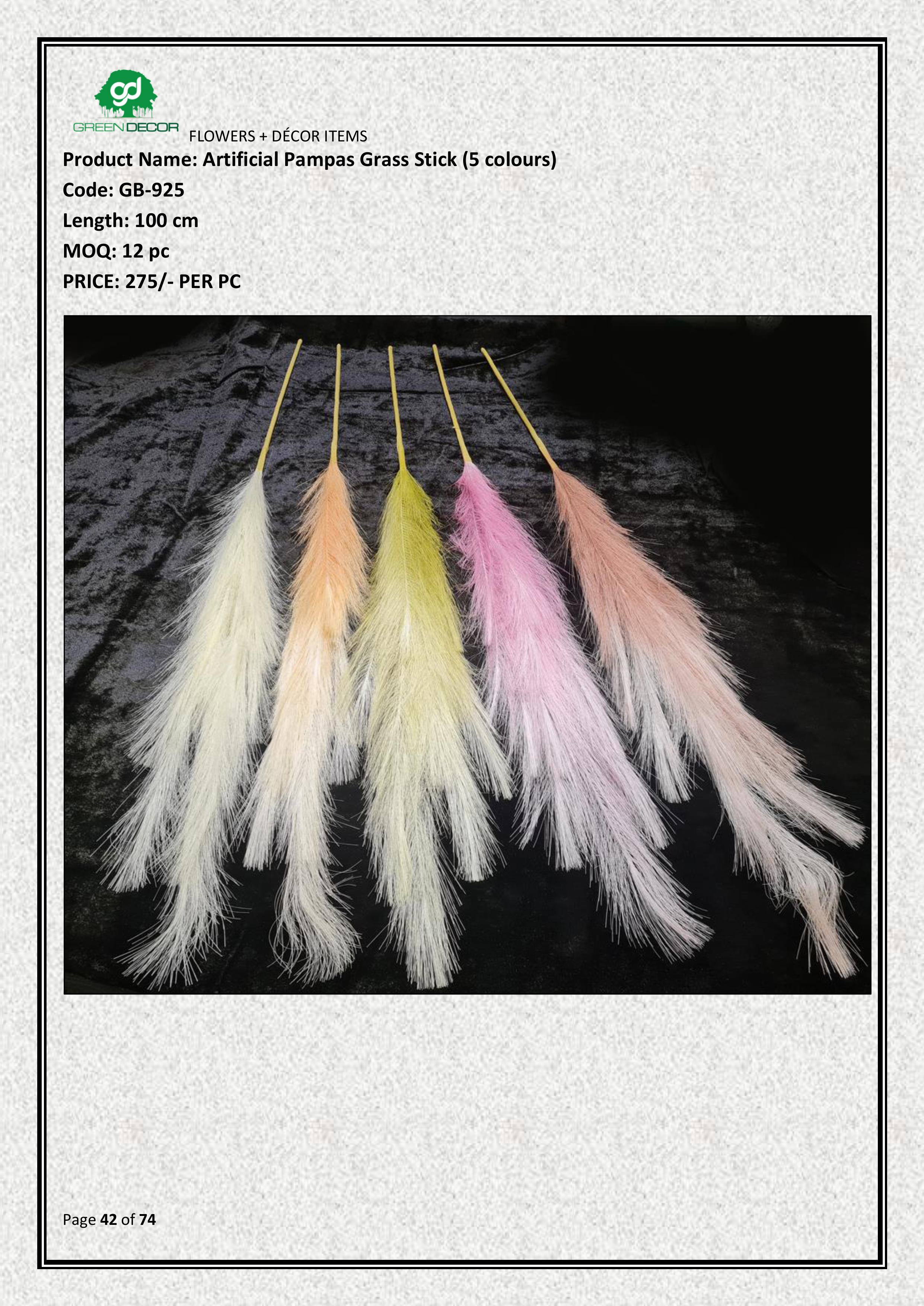 Artificial Pampas Grass Stick (5 colours)