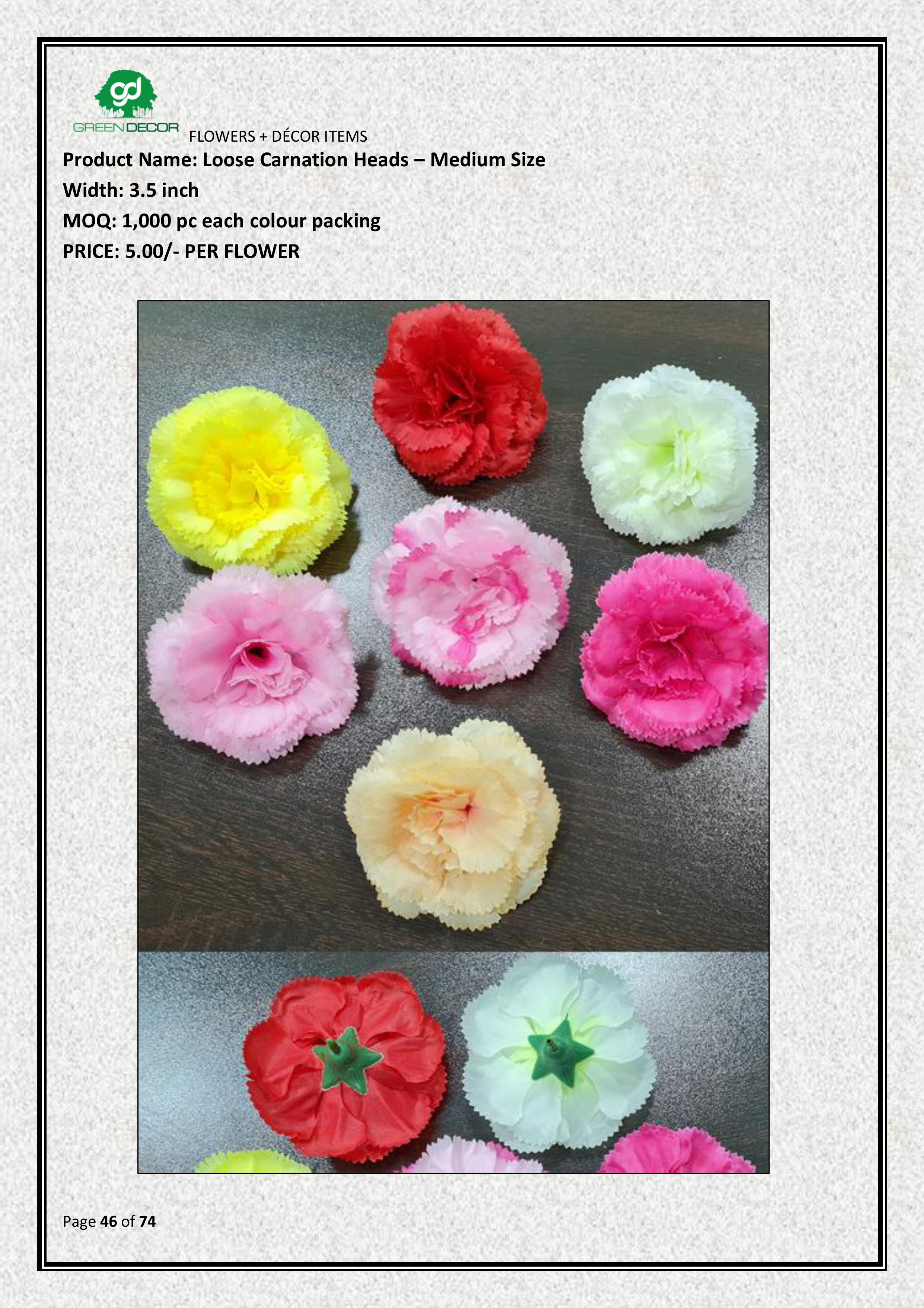 Loose Carnation Heads – Medium Size With (7 Colours)