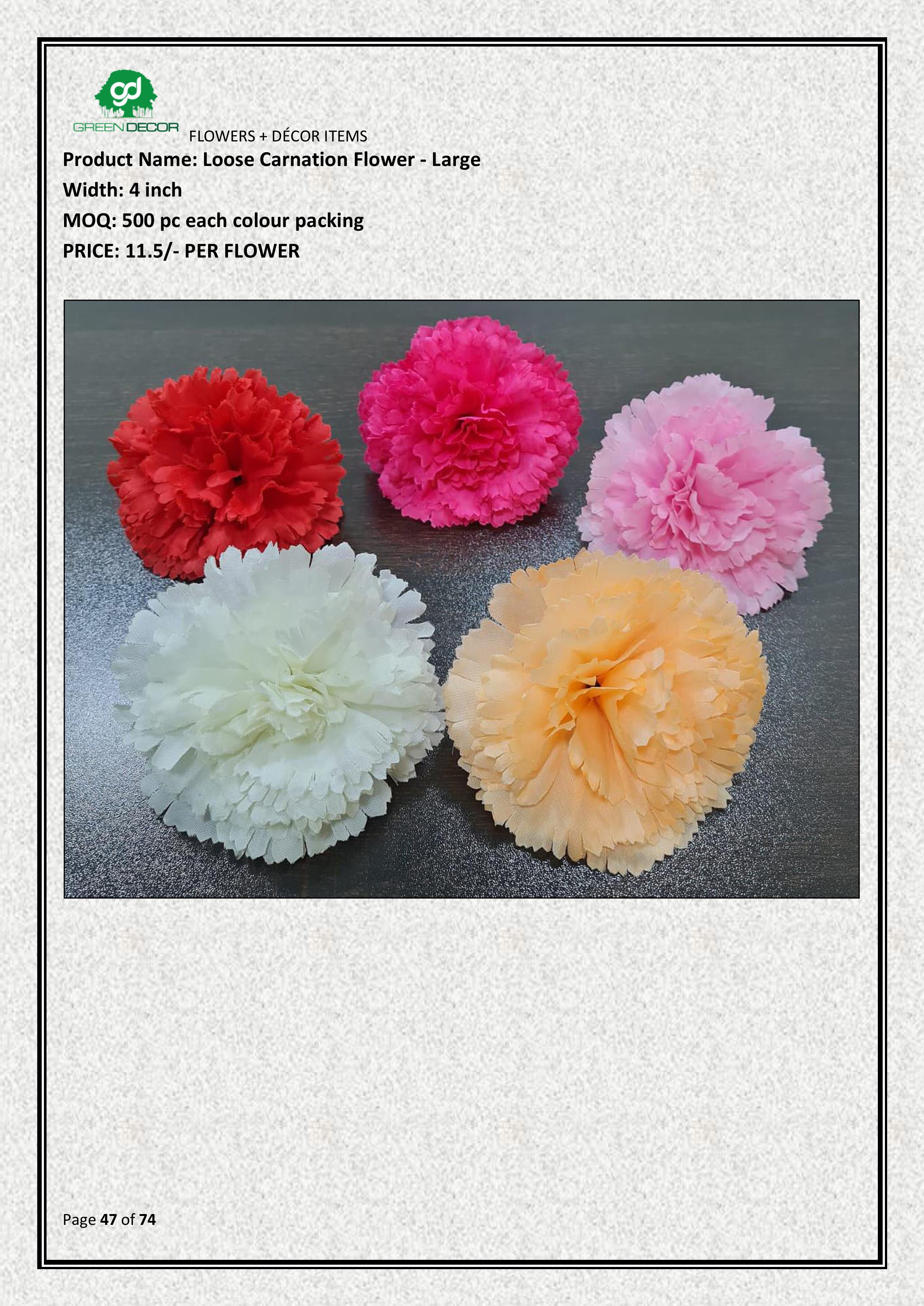 Artificial Large Loose Carnation Flower | Faux Carnation