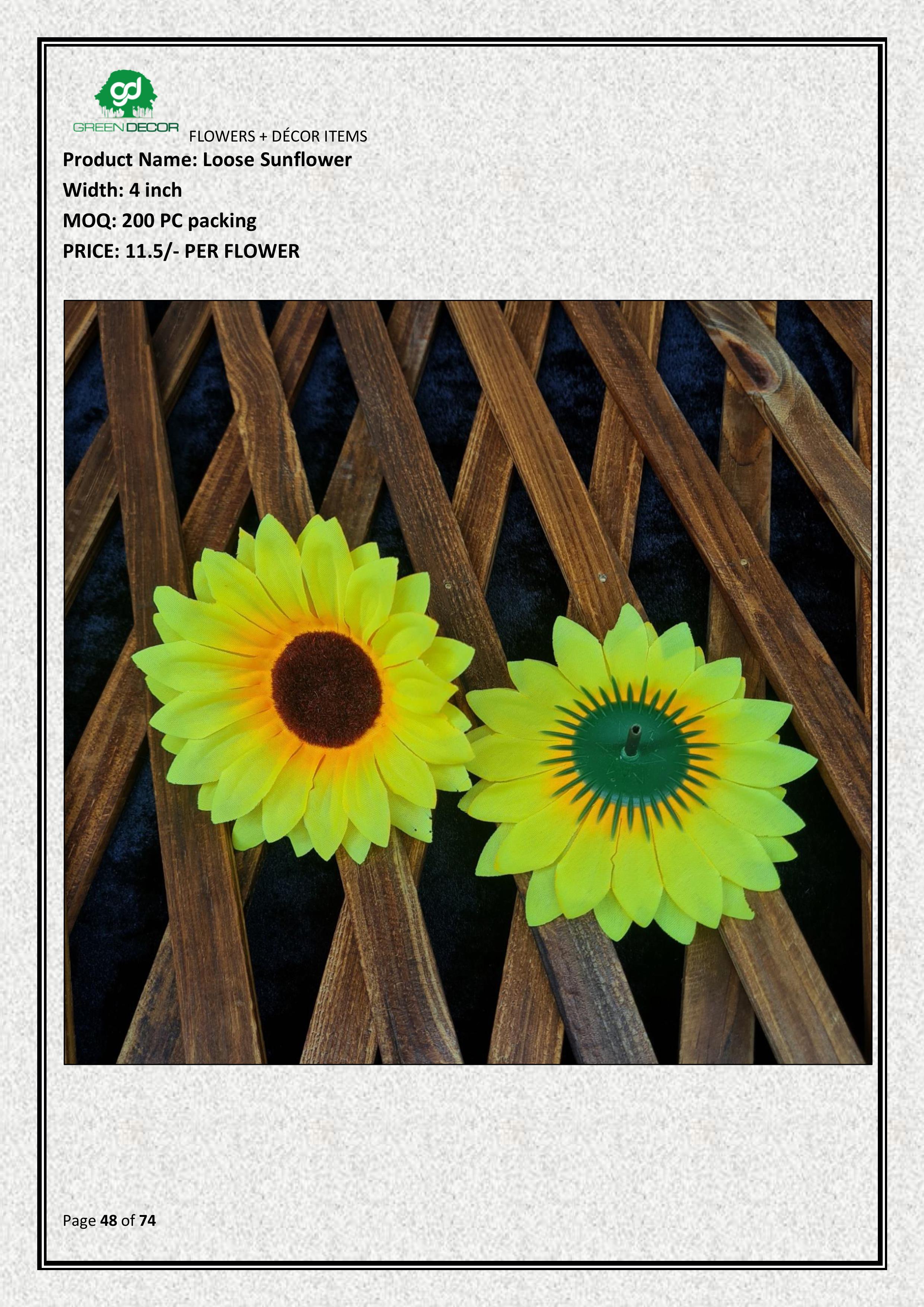 Ginni Bloom | Artificial Loose Sunflower – Realistic Faux Sunflower for Décor