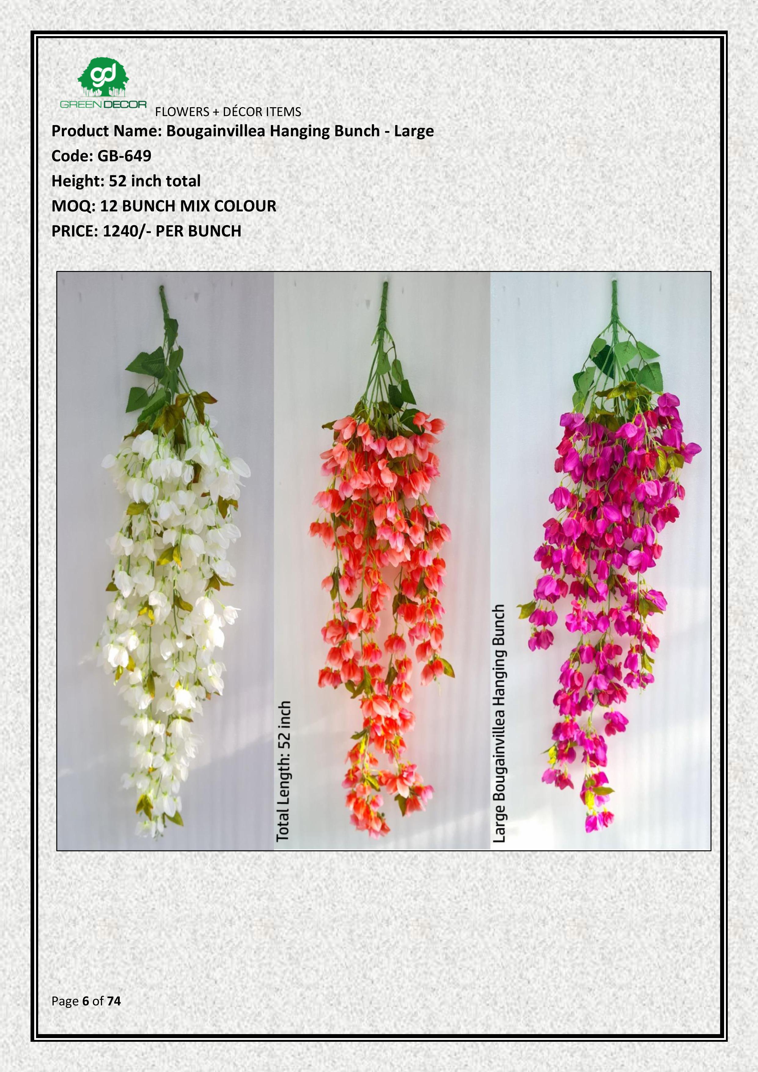 Artificial Bougainvillea Hanging Bunch - Large