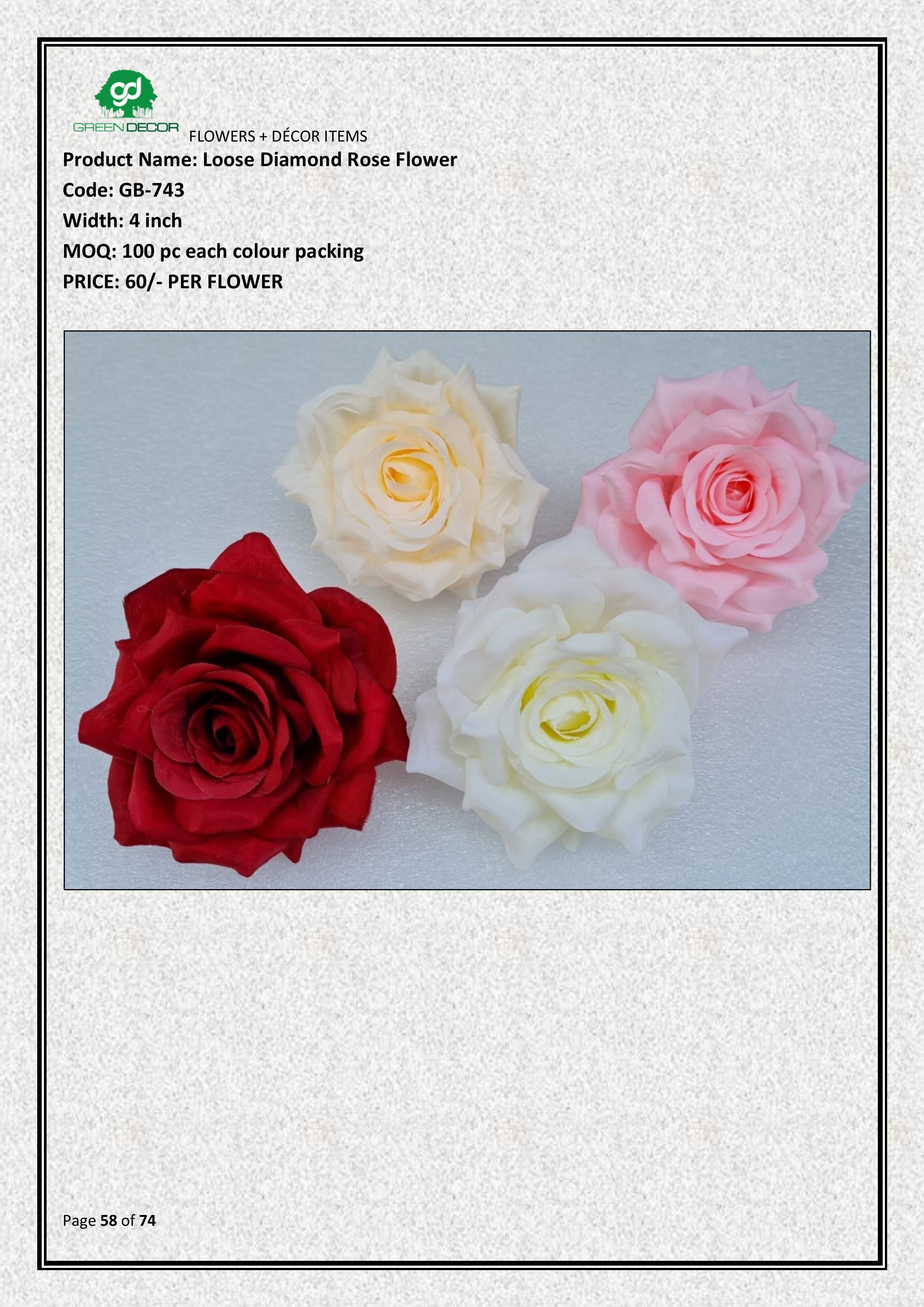 Artificial Diamond Rose Flower | Use For Event Wedding Decor