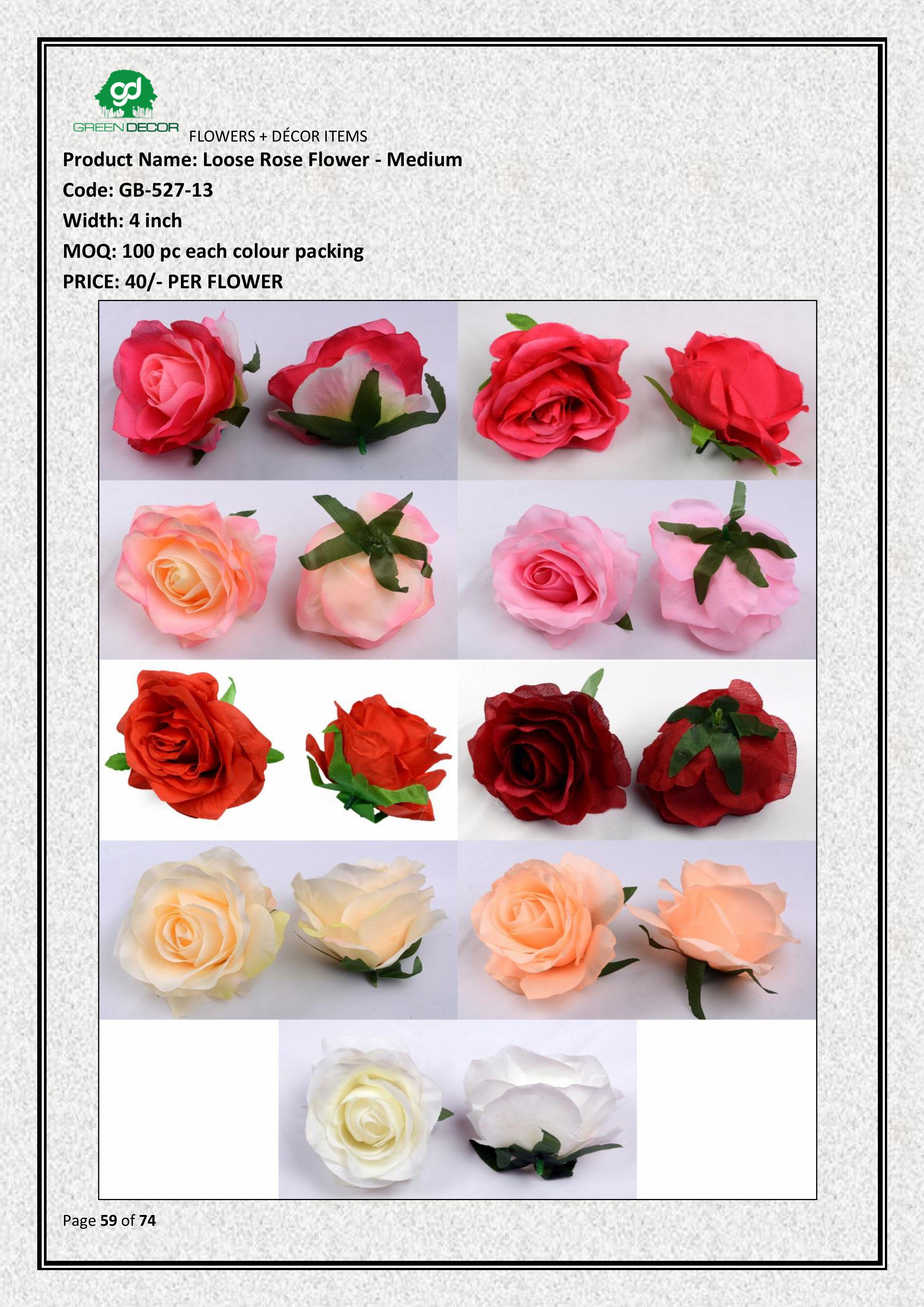 Artificial Loose Medium Rose Flower | Perfect for Home & Event Décor