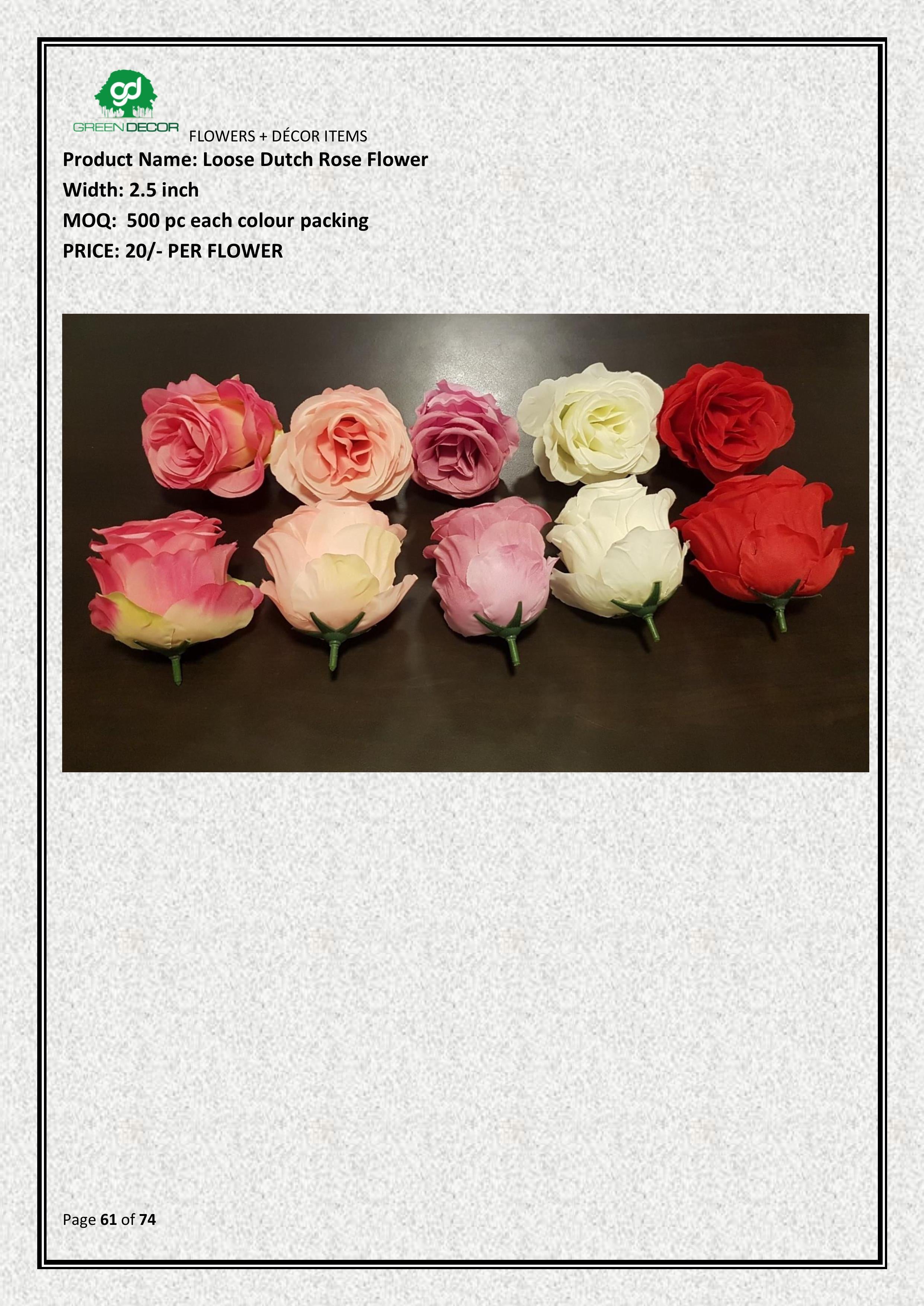 Artificial Dutch Rose Flower | Luxury for Home & Events Decor
